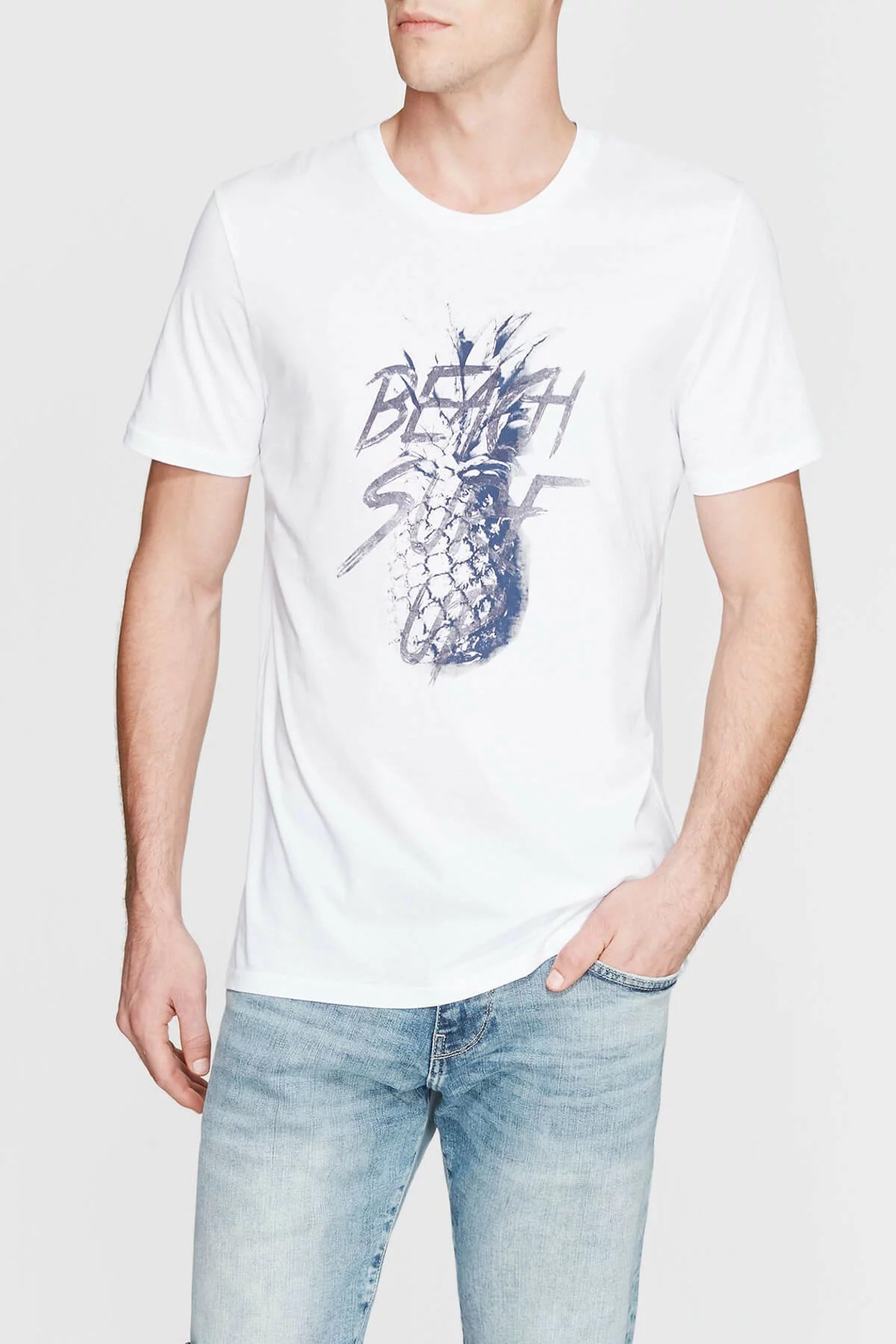 064778-620MAVİ ANANAS BASKILI TİŞÖRT beyaz