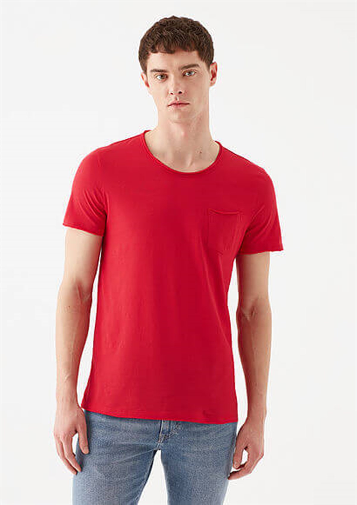 062772-33099Mavi Basic  Çin Kırmızısı Erkek T-Shirt