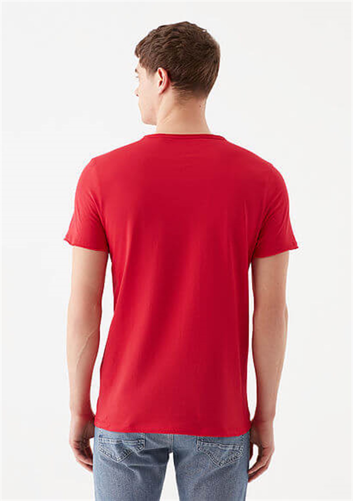 062772-33099Mavi Basic  Çin Kırmızısı Erkek T-Shirt