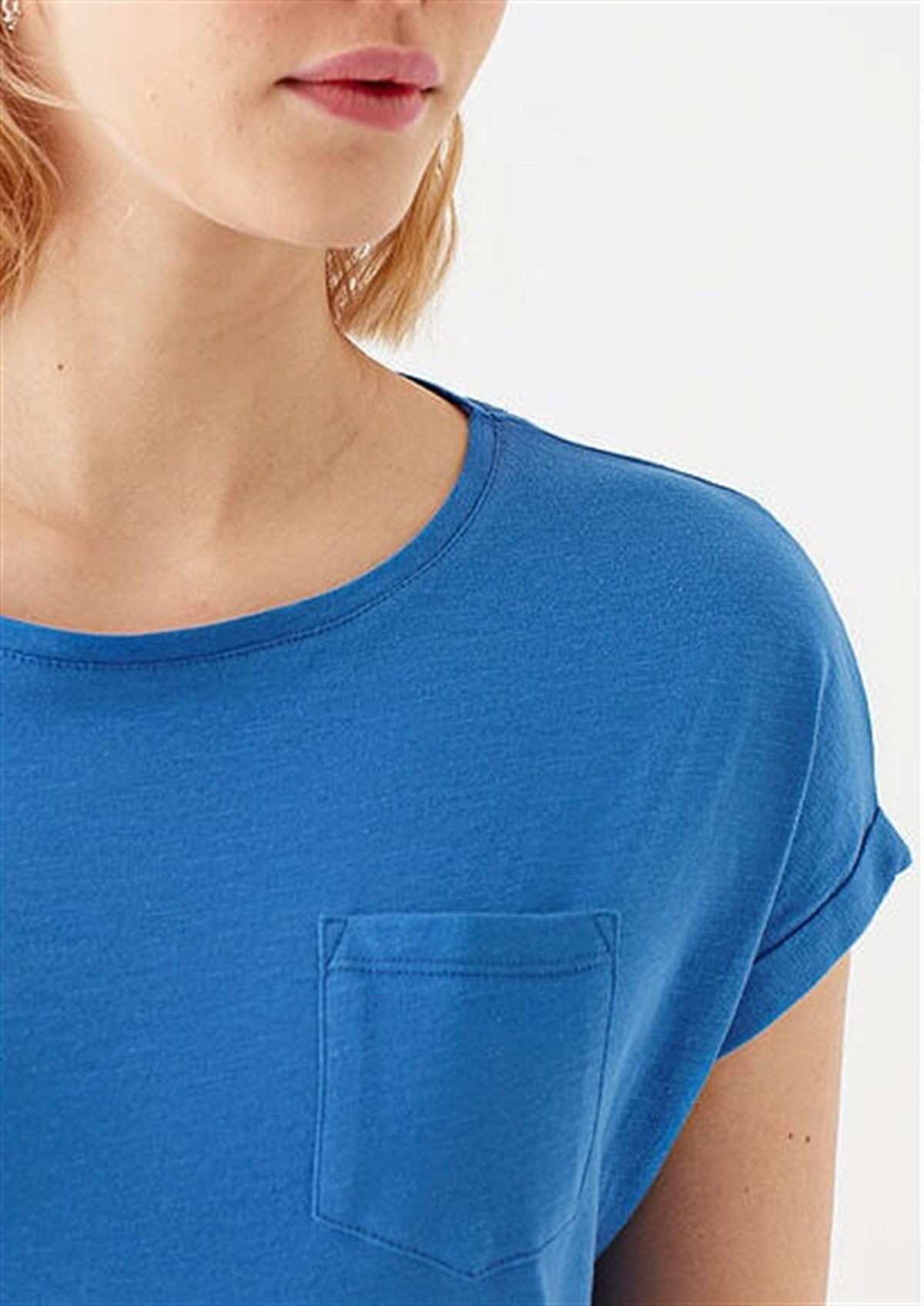 165846-33537Mavi Basic Kısa Kol  Koyu Saks Kadın T-Shirt
