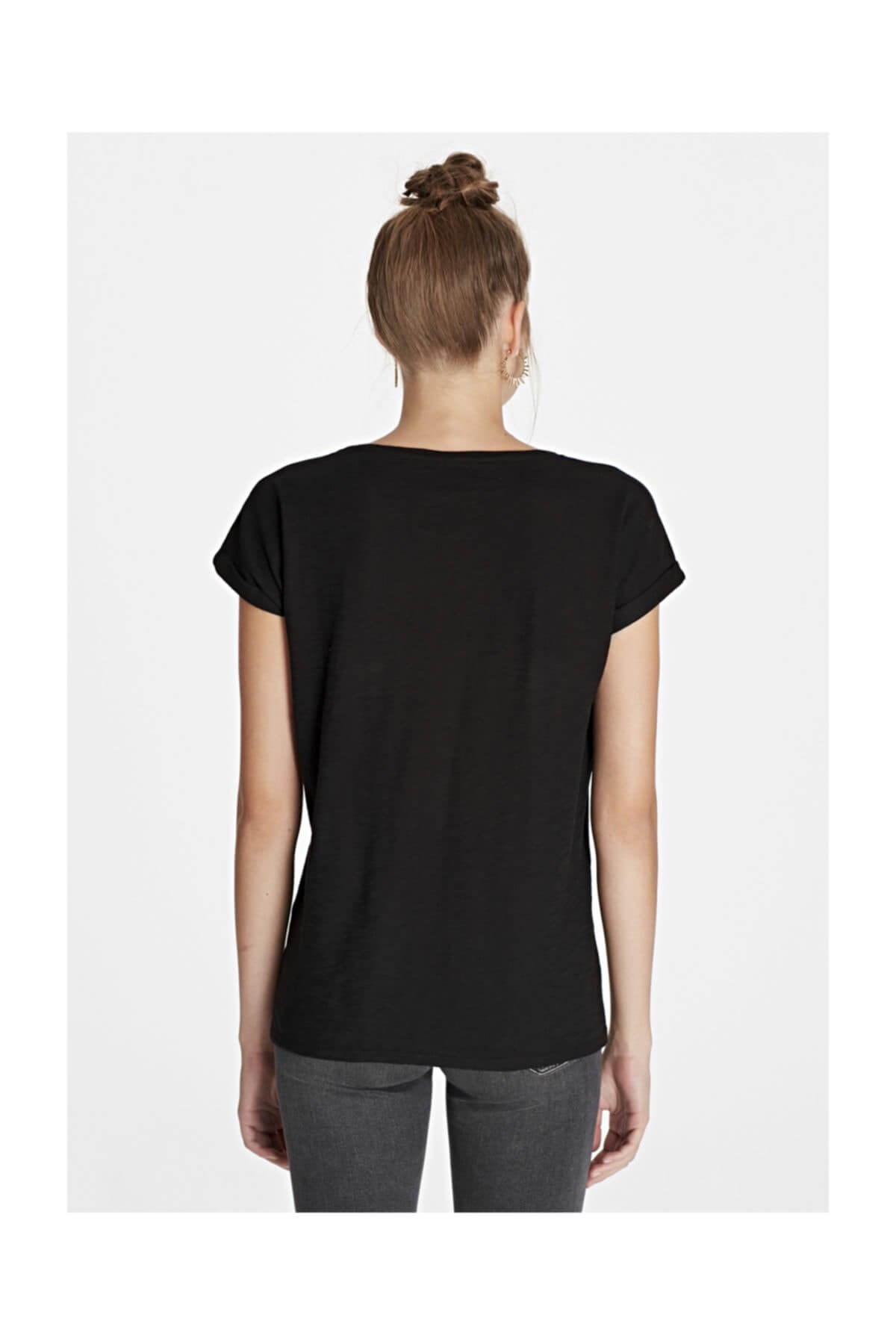 165846-900Mavi Basic Kısa Kol T-Shirt Siyah Kadın T-Shirt
