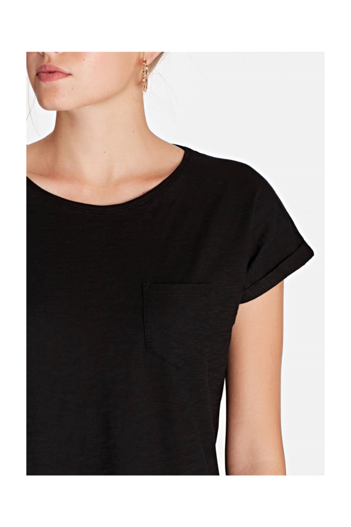 165846-900Mavi Basic Kısa Kol T-Shirt Siyah Kadın T-Shirt
