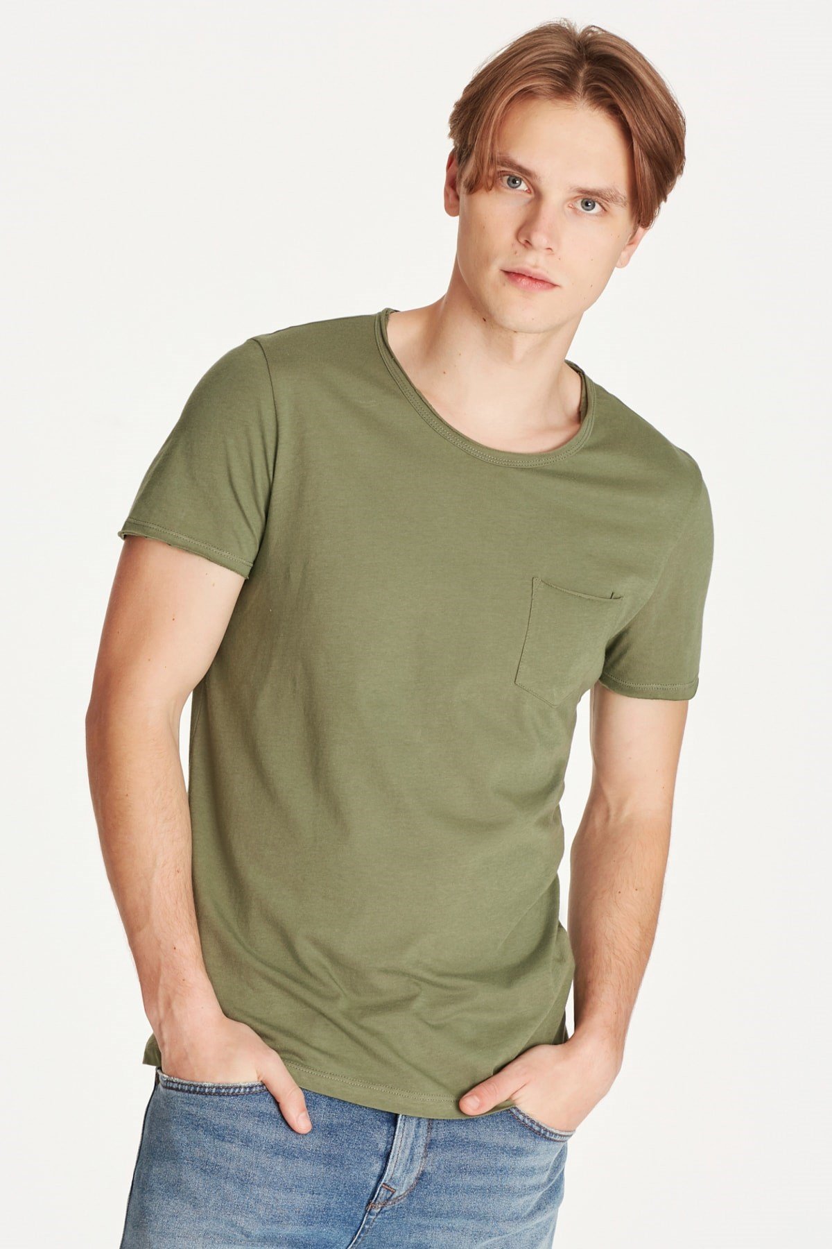 062772-30721NEBIMV3NEBIMV3|062772-30721|STDMAVİ BASIC TİŞÖRT zeytin yeşili ERKEK T-SHIRT 062772-30721-STD
