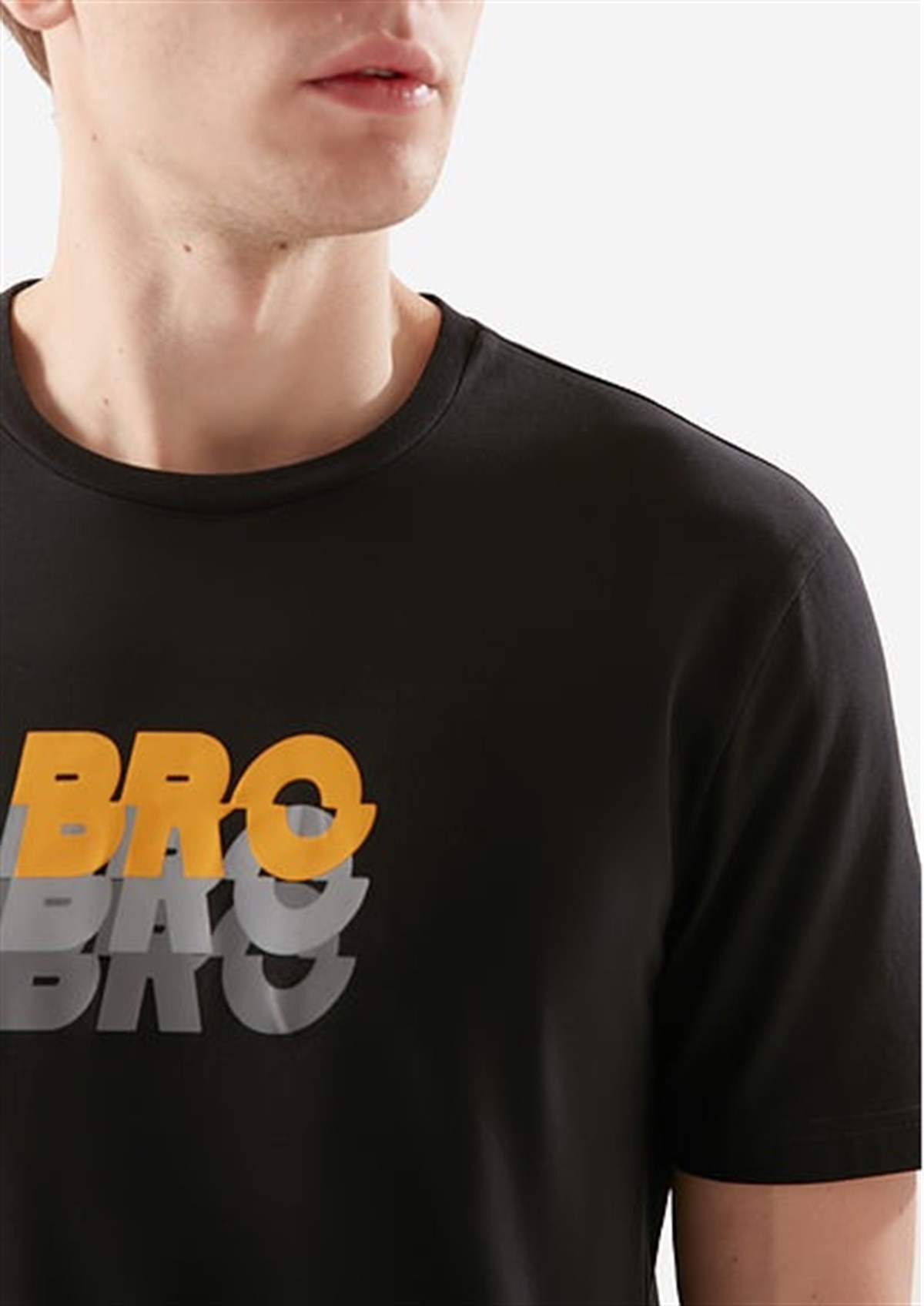 066442-900Mavi Bro Baskılı Siyah Erkek Tişört
