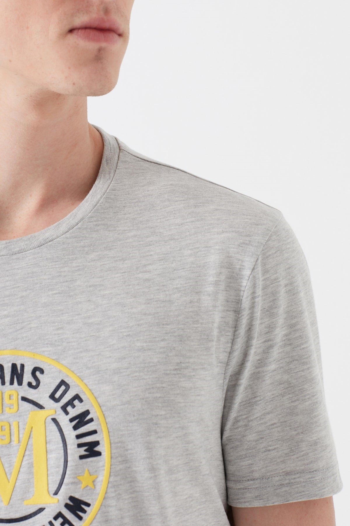 065928-30781NEBIMV3NEBIMV3|065928-30781|STDMAVİ CAMPUS BASKILI TİŞÖRT açık gri melanj ERKEK T-SHIRT 065928-30781-STD