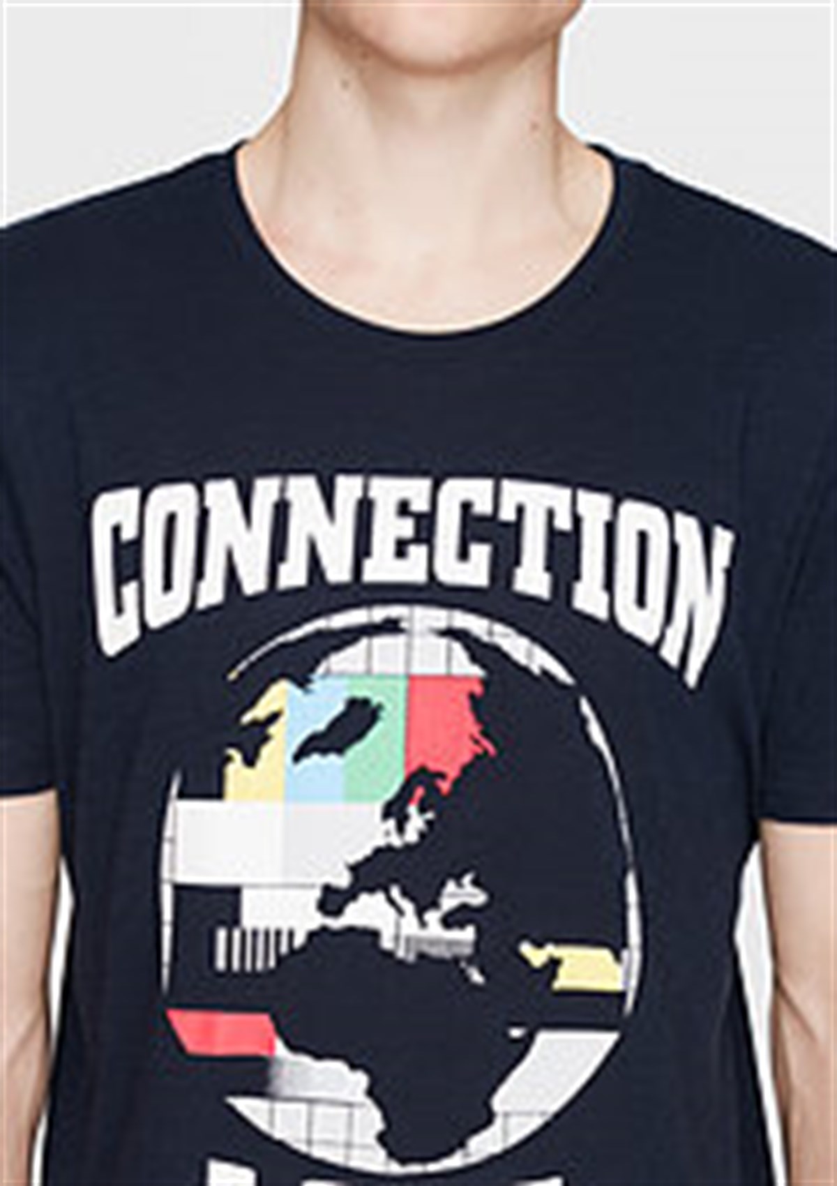 065448-28417Mavi Connection Baskılı Tişört Gece Lacivert
