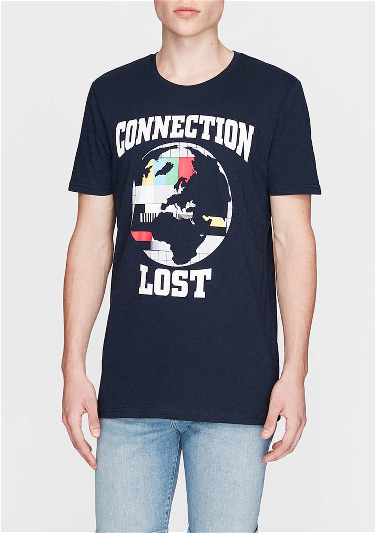 065448-28417Mavi Connection Baskılı Tişört Gece Lacivert
