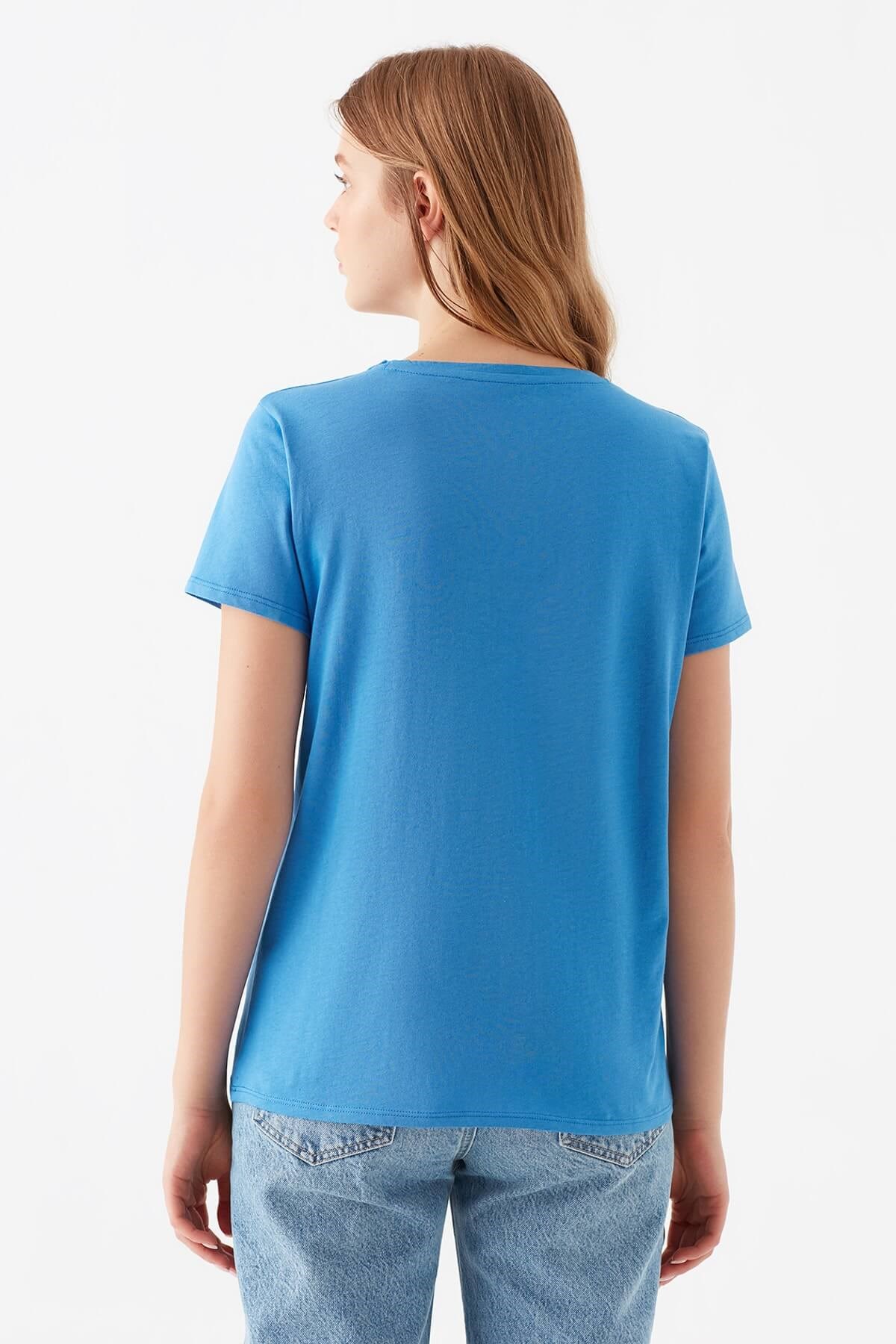 1600533-33537Mavi Fabulous Baskılı  Koyu Saks Kadın T-Shirt