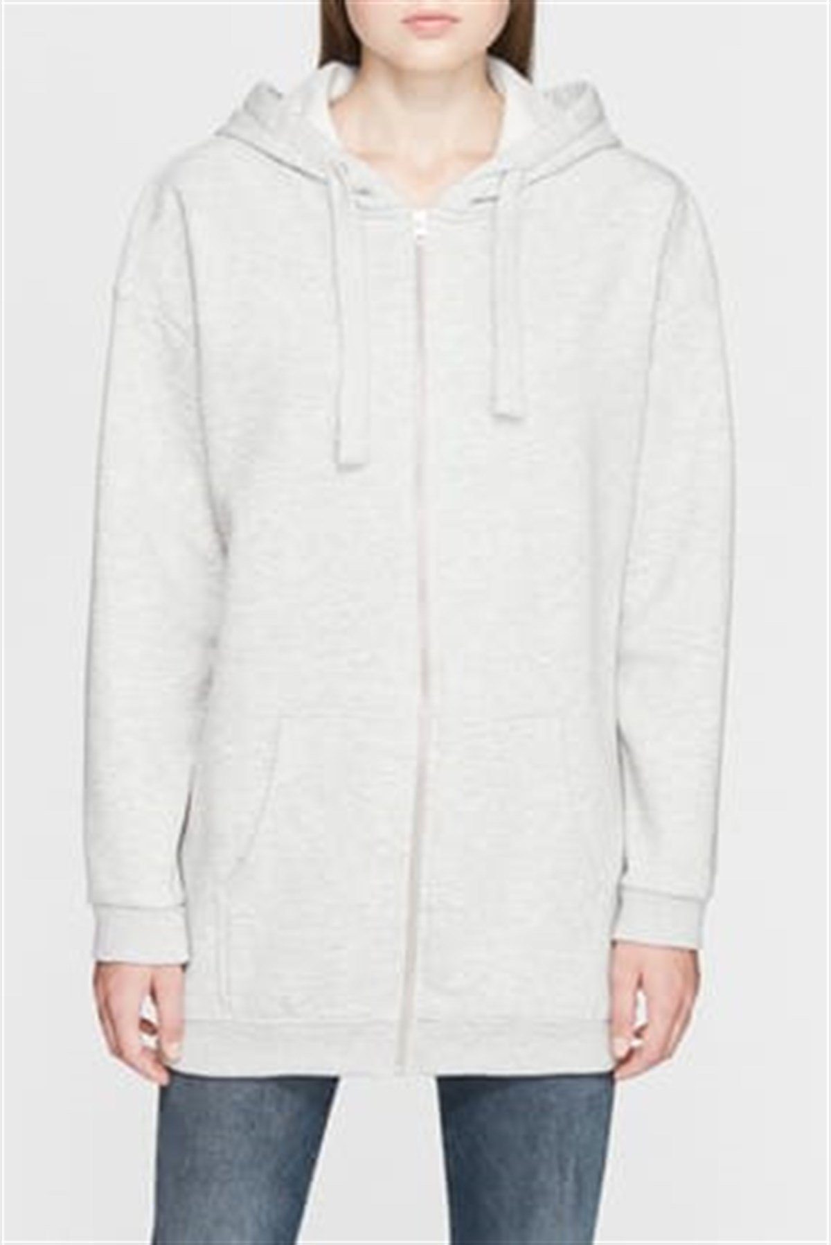 167300-26832Mavi Fermuarlı Sweatshirt Açık Gri Melanj