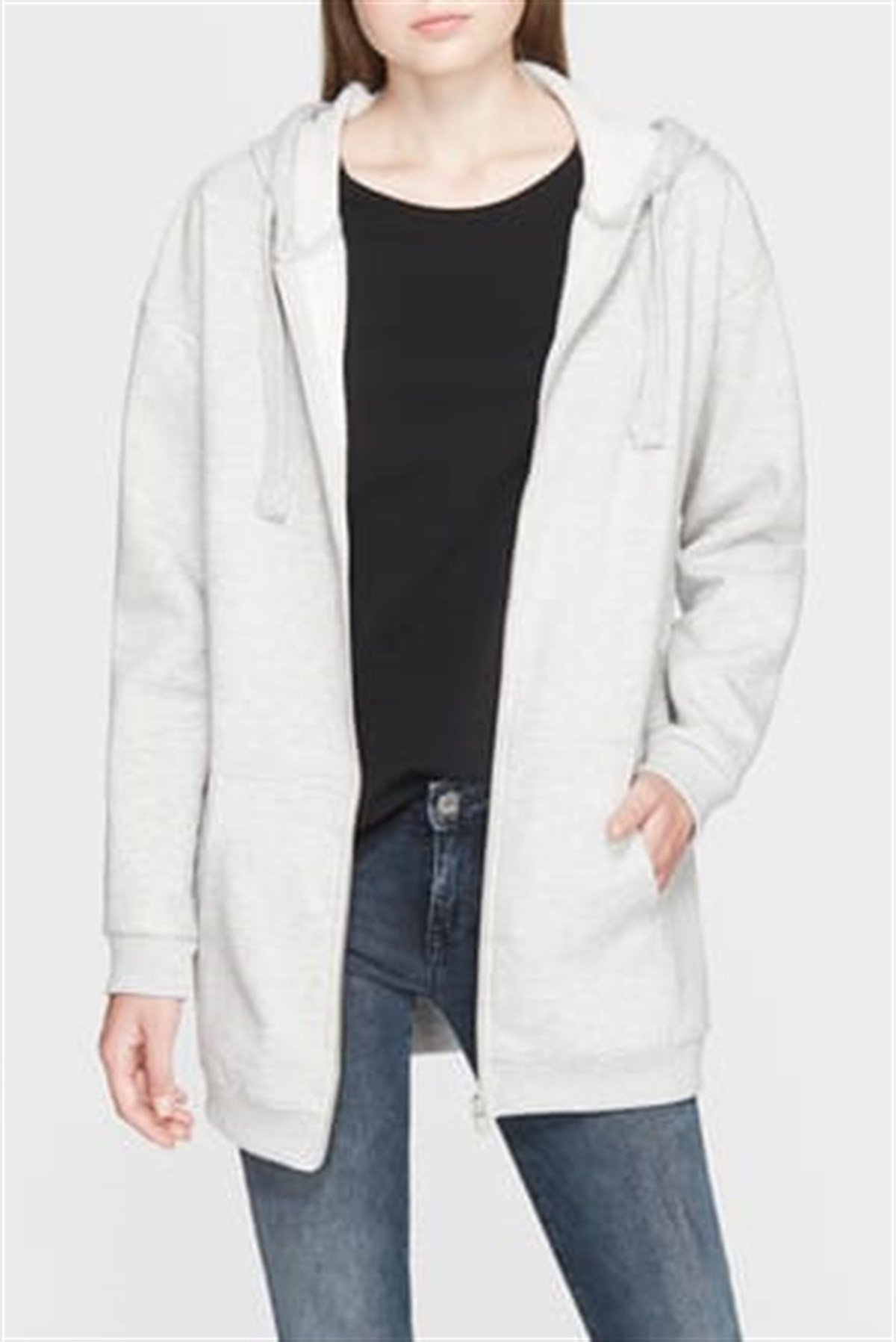 167300-26832Mavi Fermuarlı Sweatshirt Açık Gri Melanj