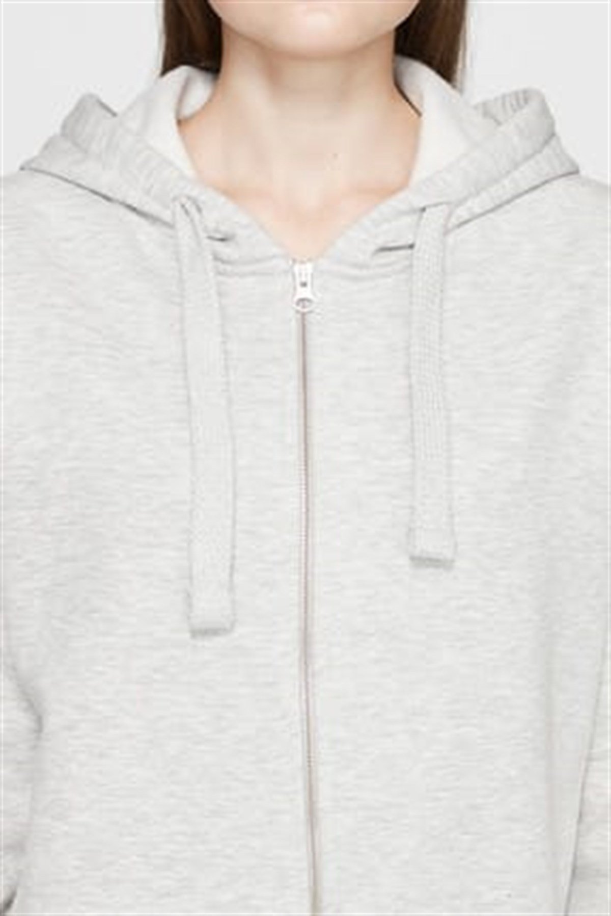 167300-26832Mavi Fermuarlı Sweatshirt Açık Gri Melanj