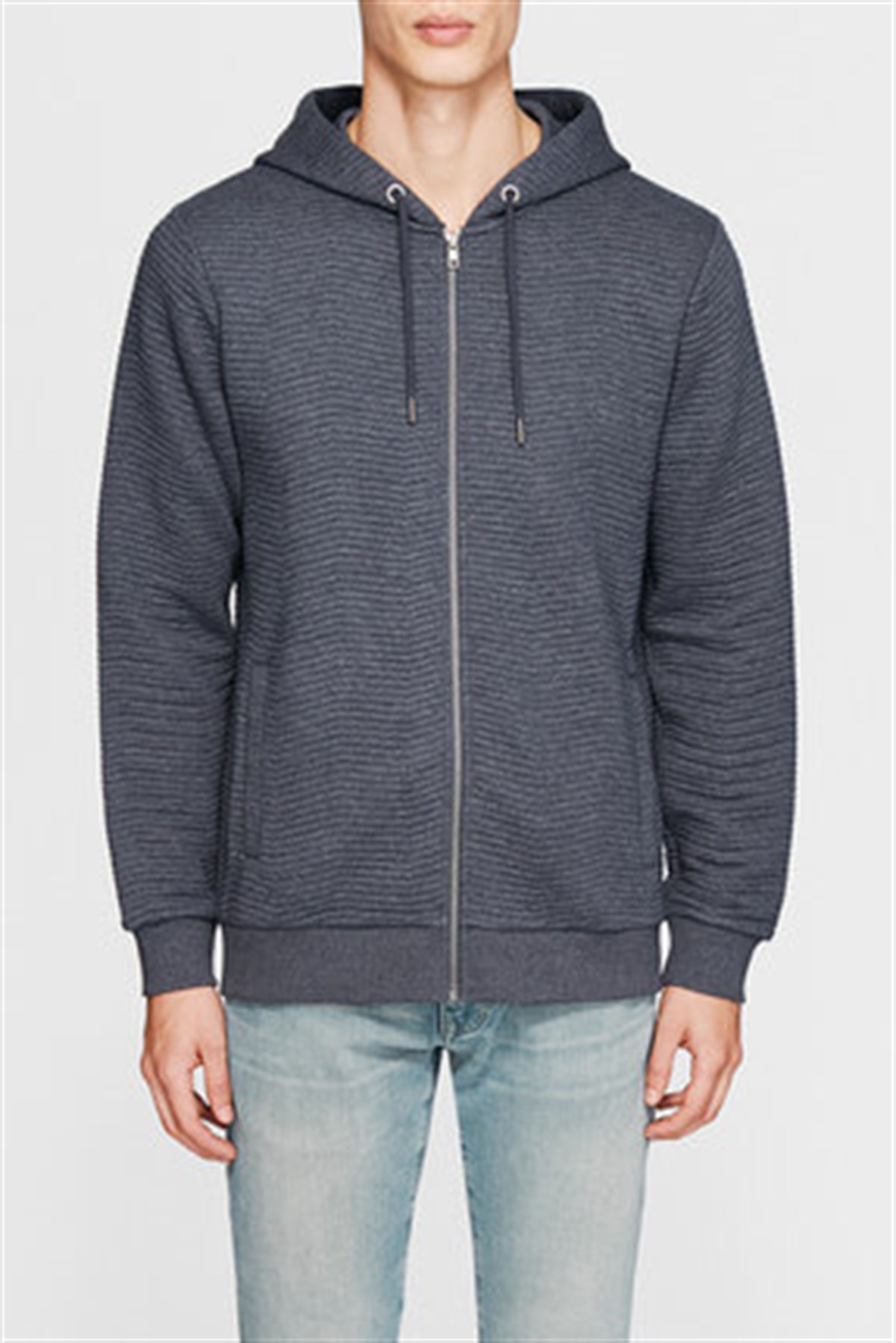 065123-26834Mavi Fermuarlı Sweatshirt Antrasit Melanj