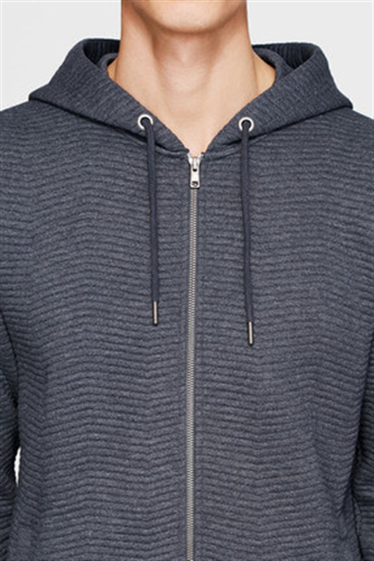 065123-26834Mavi Fermuarlı Sweatshirt Antrasit Melanj