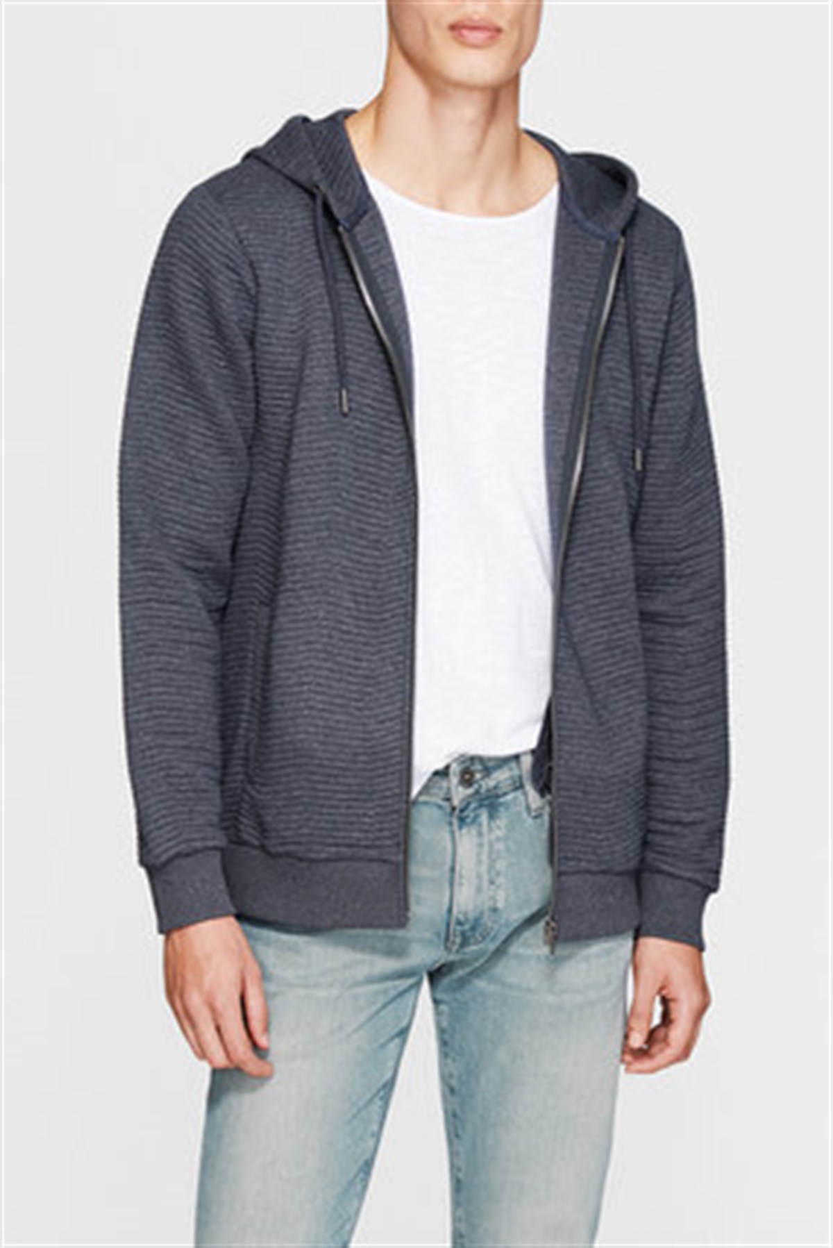 065123-26834Mavi Fermuarlı Sweatshirt Antrasit Melanj
