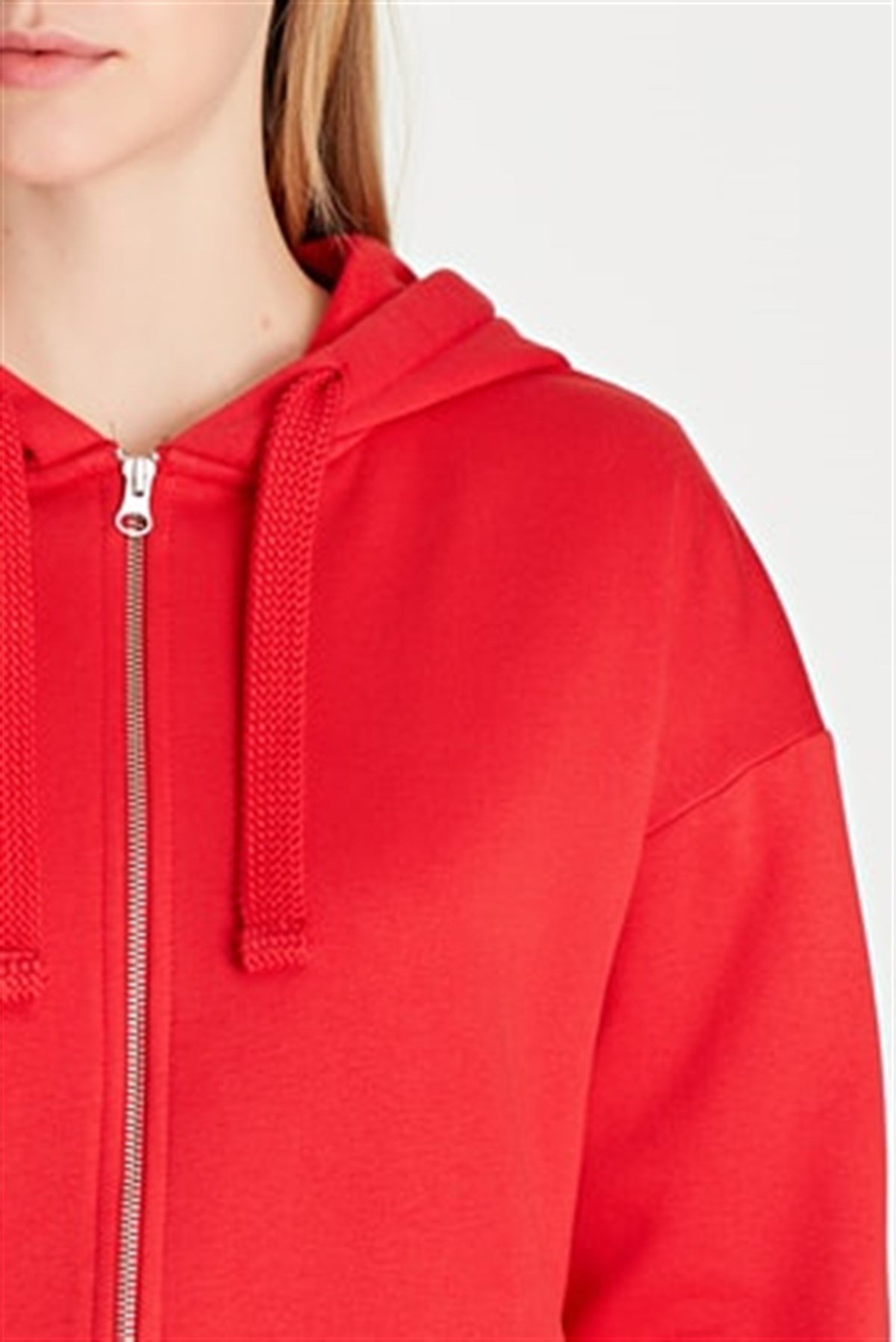 167300-27120Mavi Fermuarlı Sweatshirt Canli Kırmızı