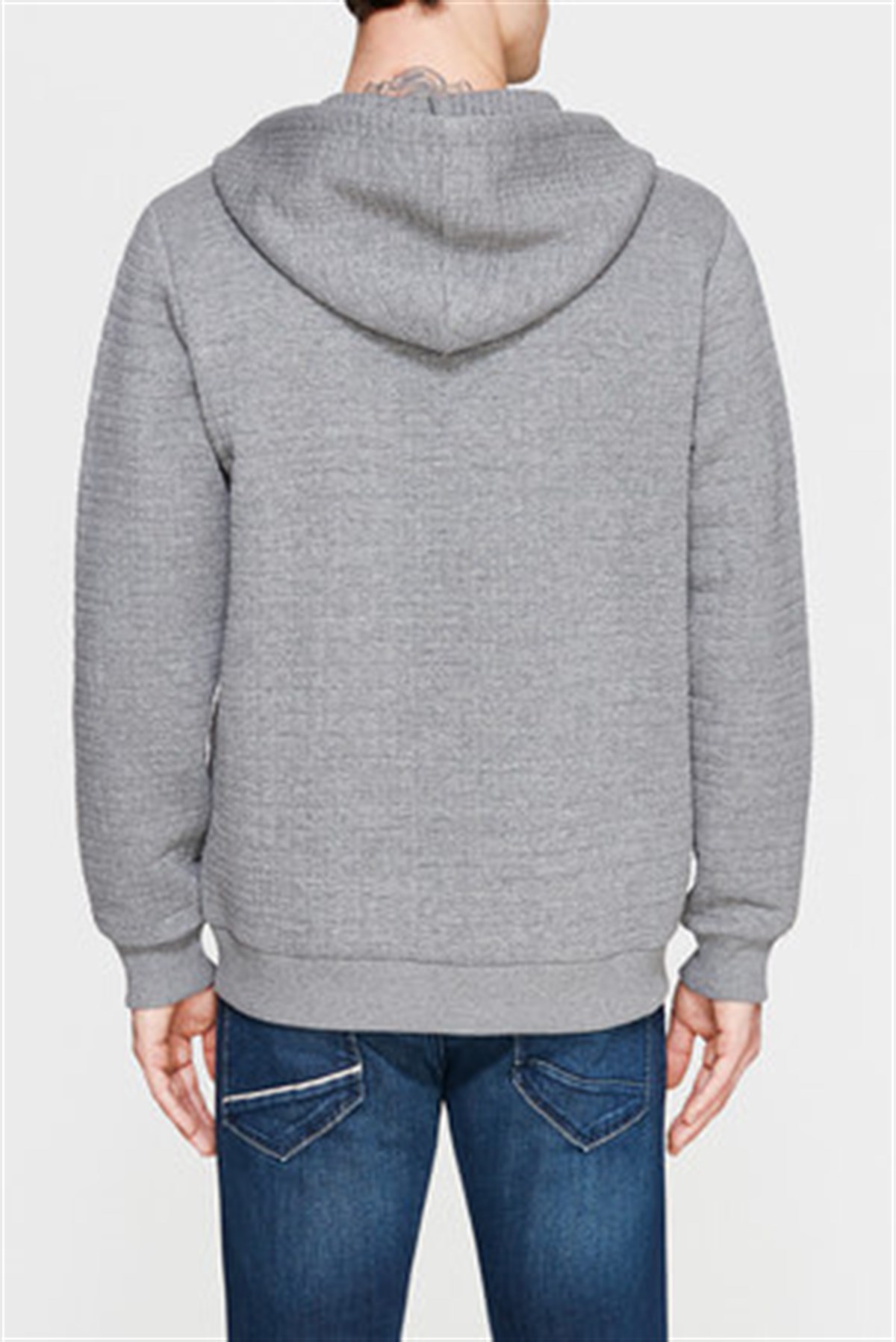 065139-26831Mavi Fermuarlı Sweatshirt Gri Melanj
