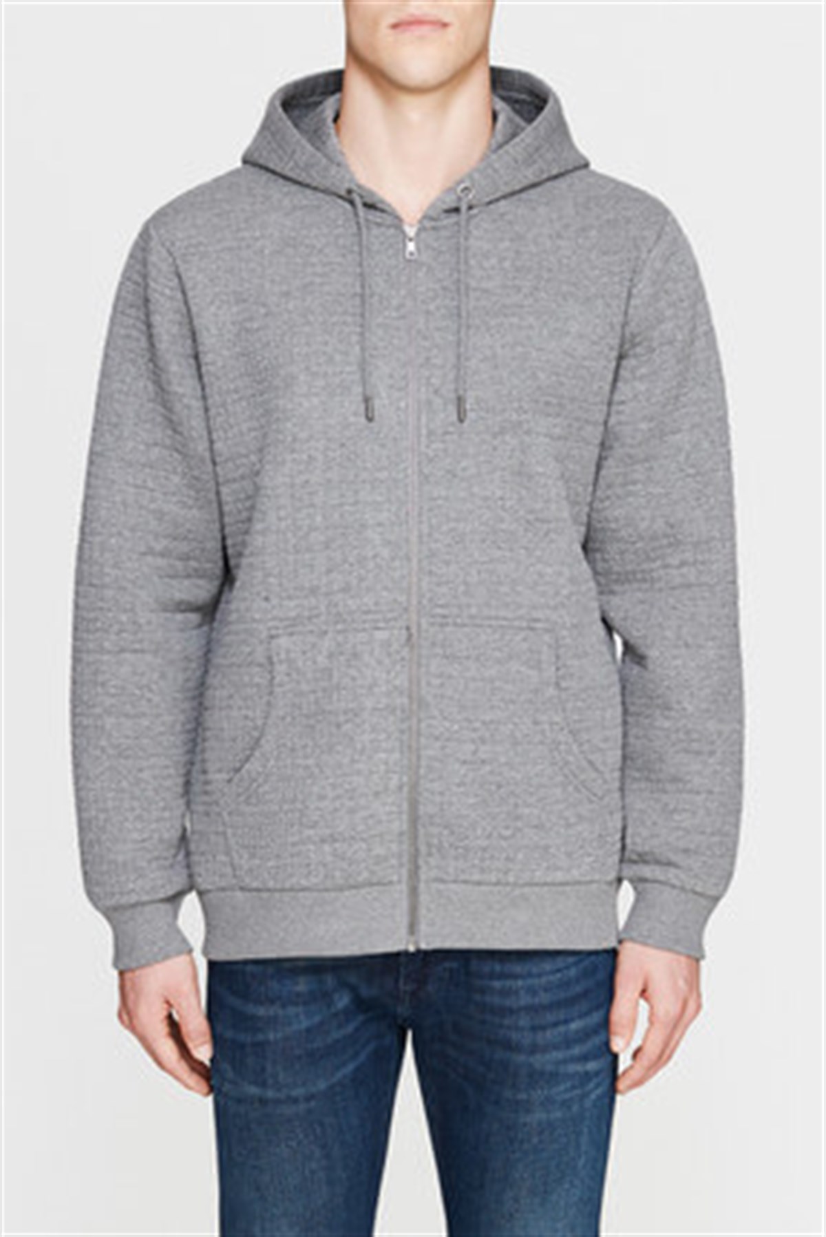 065139-26831Mavi Fermuarlı Sweatshirt Gri Melanj