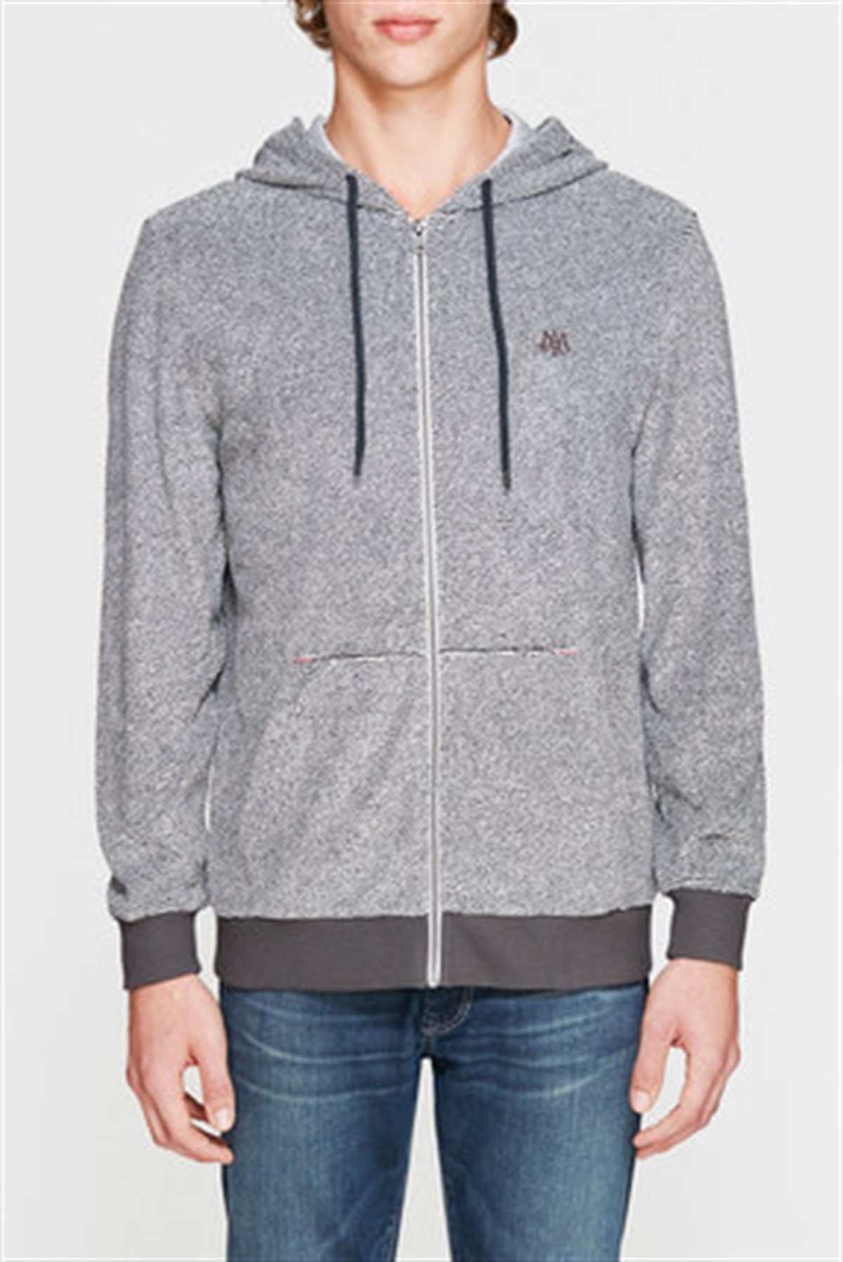 065122-27076Mavi Fermuarlı Sweatshirt Koyu Gri