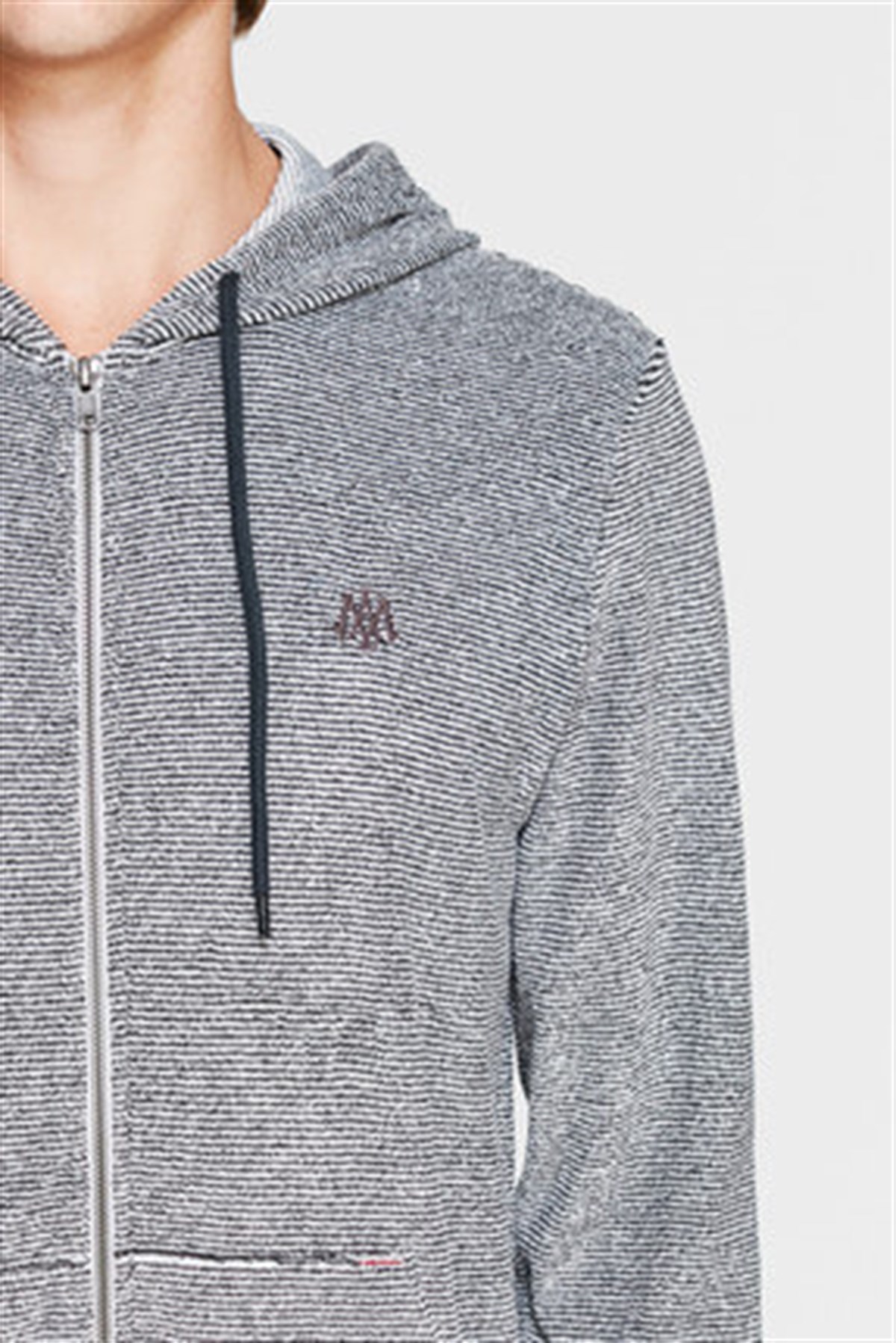 065122-27076Mavi Fermuarlı Sweatshirt Koyu Gri