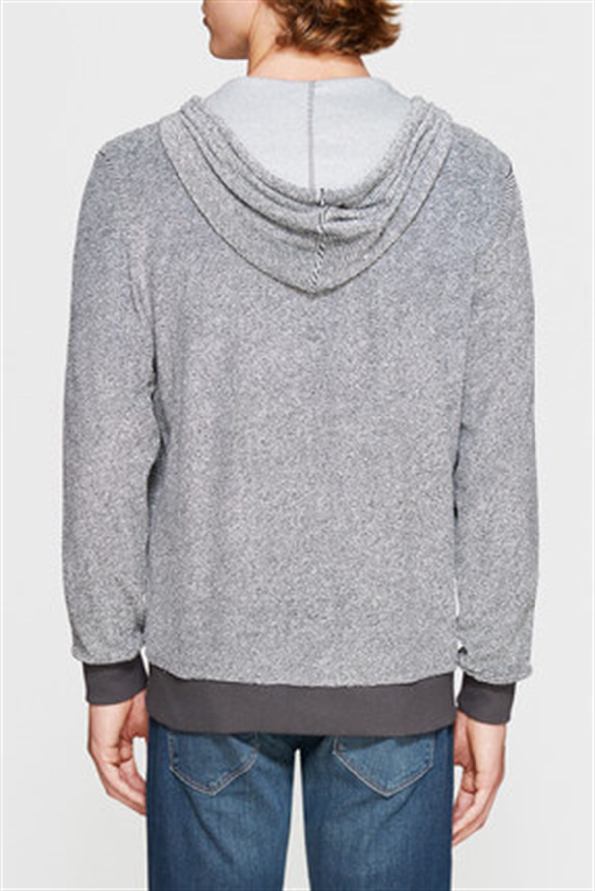 065122-27076Mavi Fermuarlı Sweatshirt Koyu Gri