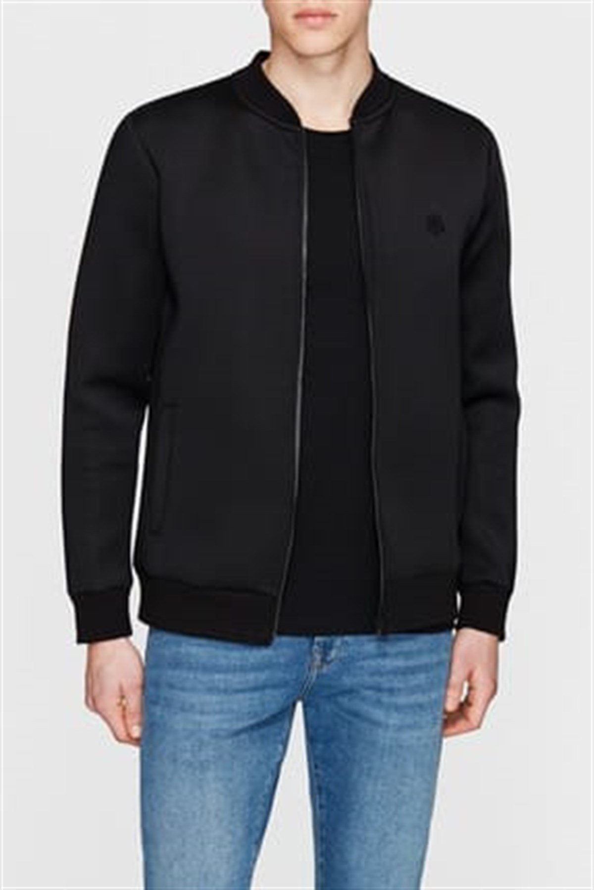 065354-900Mavi Fermuarlı Sweatshirt Siyah