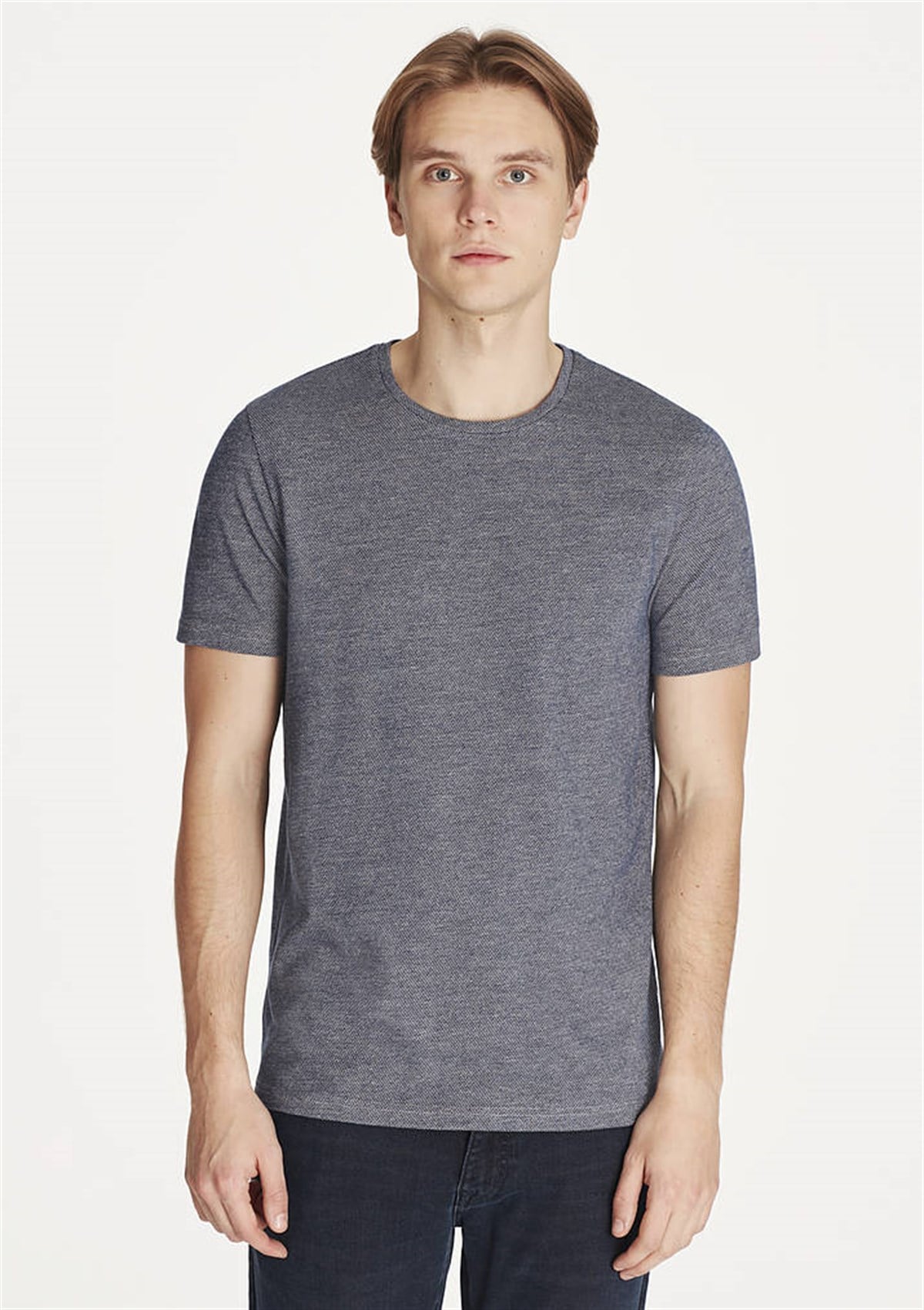 065874-30651MAVİ JAKARLI TİŞÖRT gece lacivert ERKEK T-SHIRT-STD