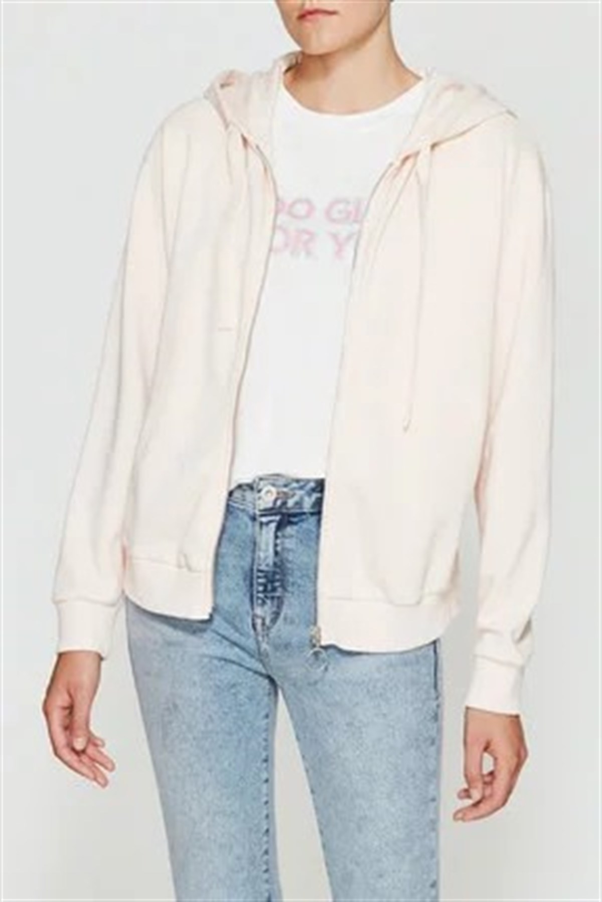 167329-27086Mavi Kapişonlu Sweatshirt Toz Pembe