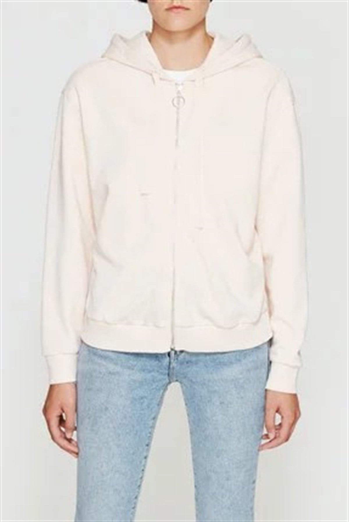 167329-27086Mavi Kapişonlu Sweatshirt Toz Pembe