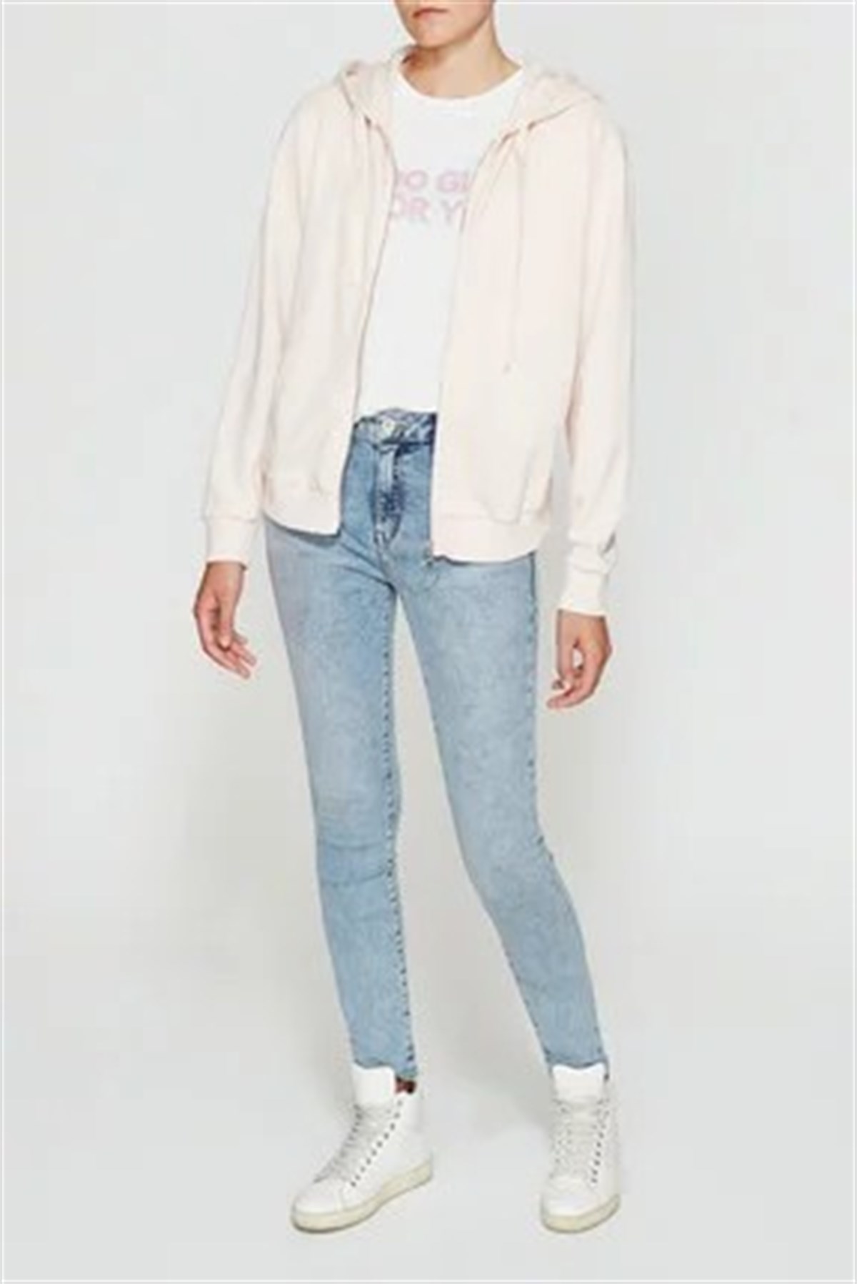 167329-27086Mavi Kapişonlu Sweatshirt Toz Pembe
