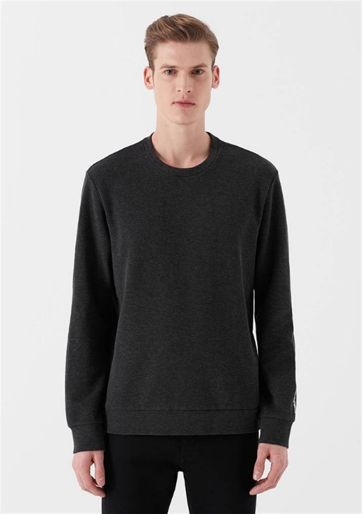 065963-30832MAVİ KOLU BASKILI SWEATSHIRT antrasit melanj ERKEK T-SHIRT 065963-30832