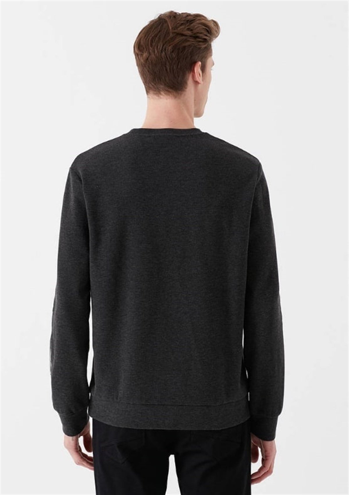 065963-30832MAVİ KOLU BASKILI SWEATSHIRT antrasit melanj ERKEK T-SHIRT 065963-30832