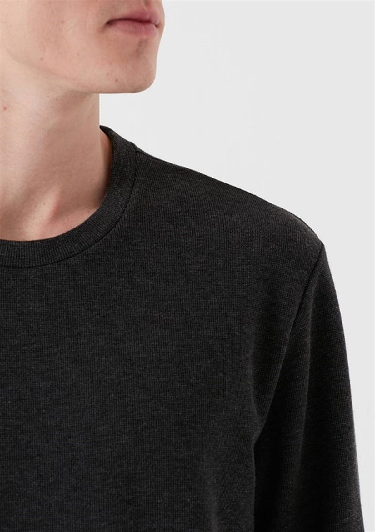 065963-30832MAVİ KOLU BASKILI SWEATSHIRT antrasit melanj ERKEK T-SHIRT 065963-30832