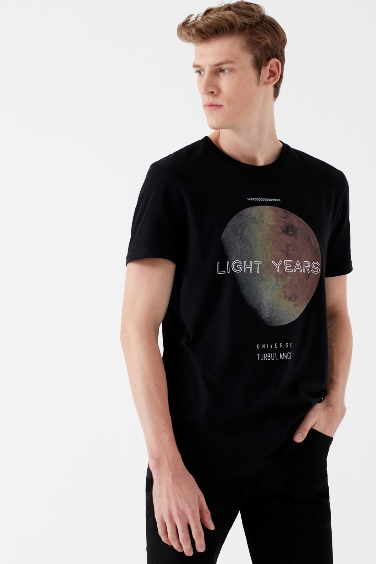 065947-900NEBIMV3NEBIMV3|065947-900|STDMAVİ LIGHT BASKILI TİŞÖRT siyah ERKEK T-SHIRT 065947-900-STD