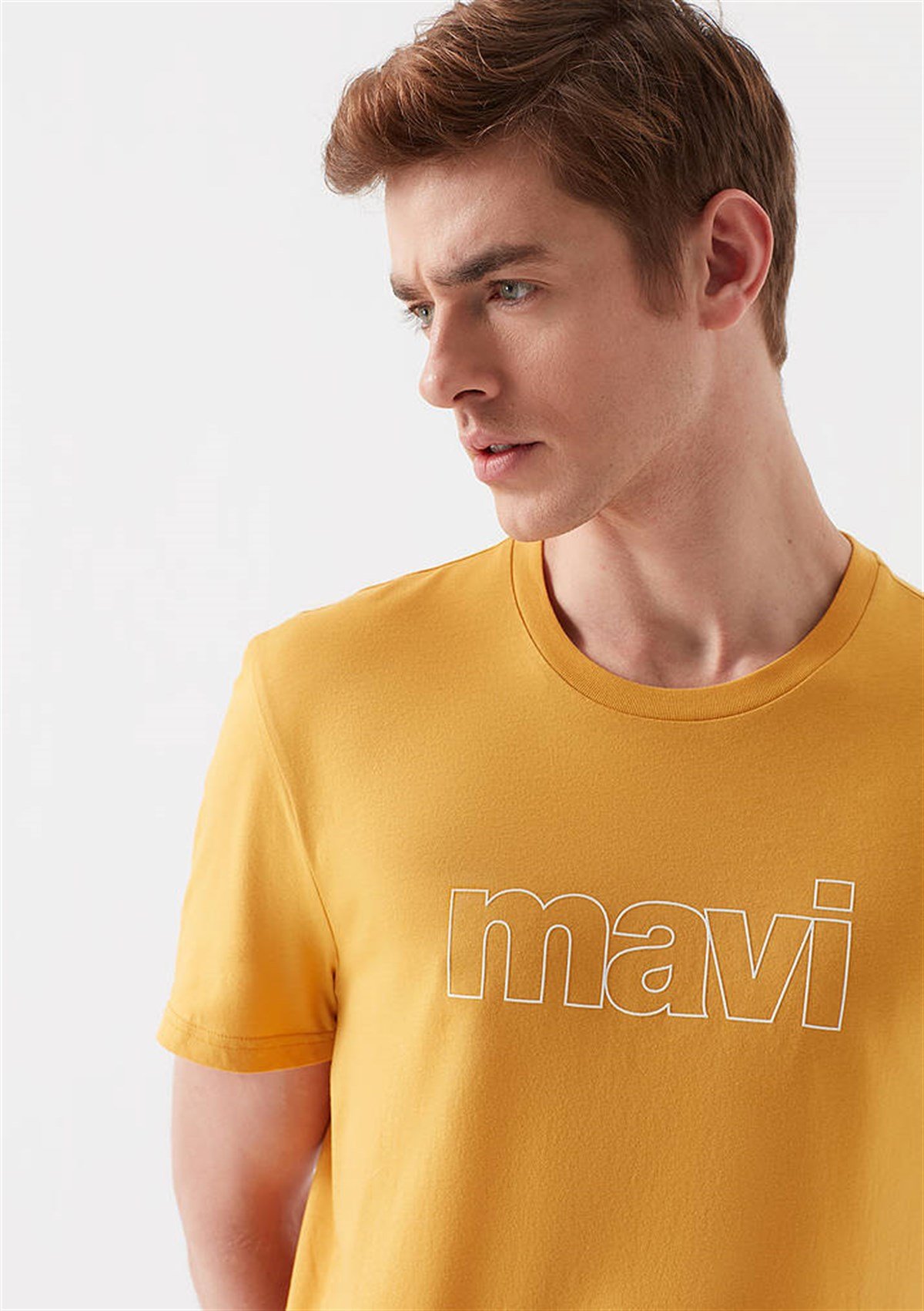 065781-31347Mavi Logo Tişört Mineral Sarı