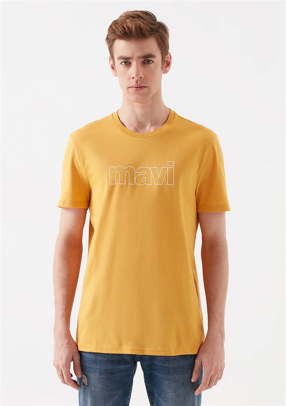 065781-31347Mavi Logo Tişört Mineral Sarı