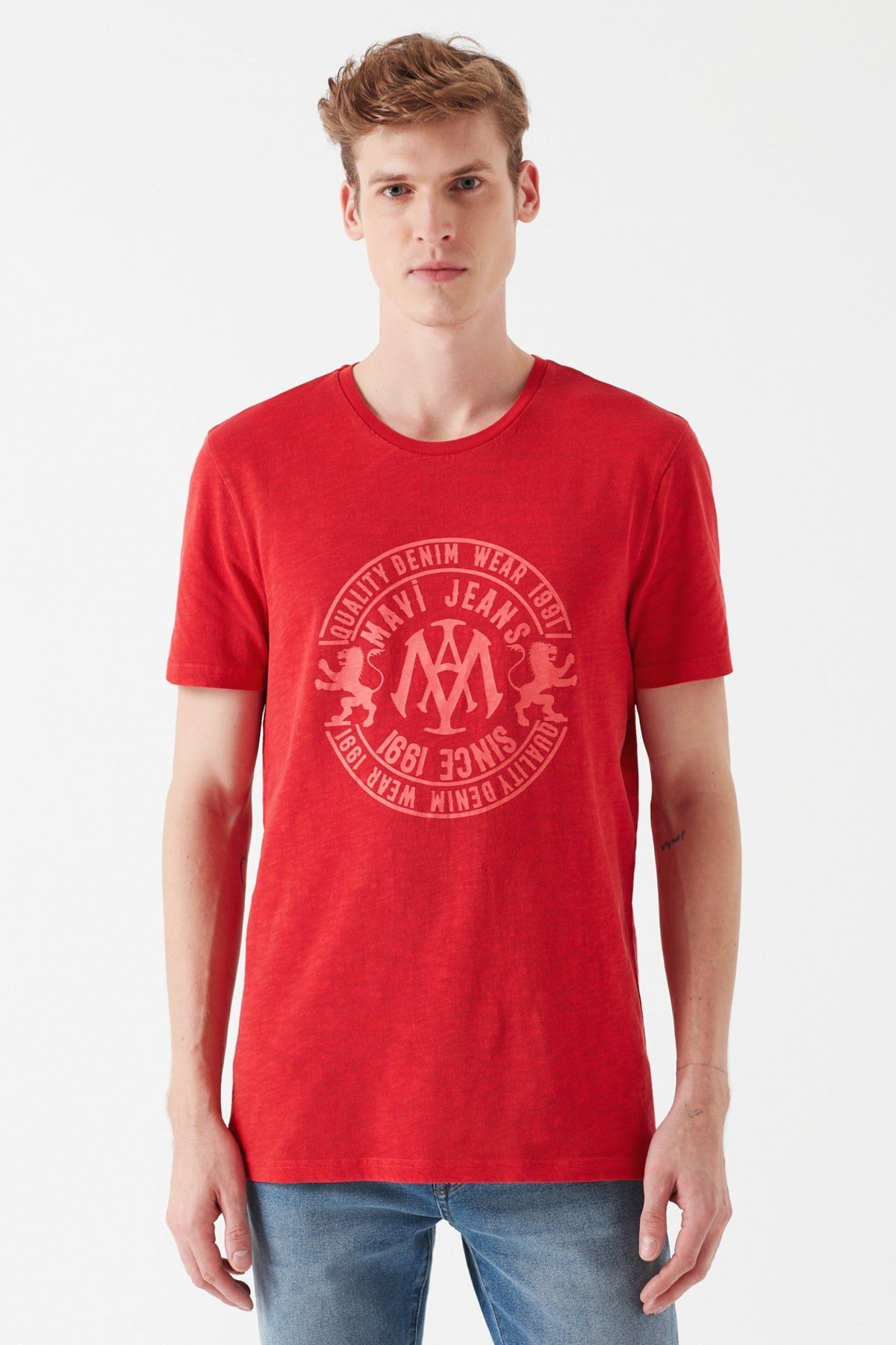 065931-30722NEBIMV3NEBIMV3|065931-30722|STDMAVİ LOGO TİŞÖRT parlak kırmızı ERKEK T-SHIRT 065931-30722-STD