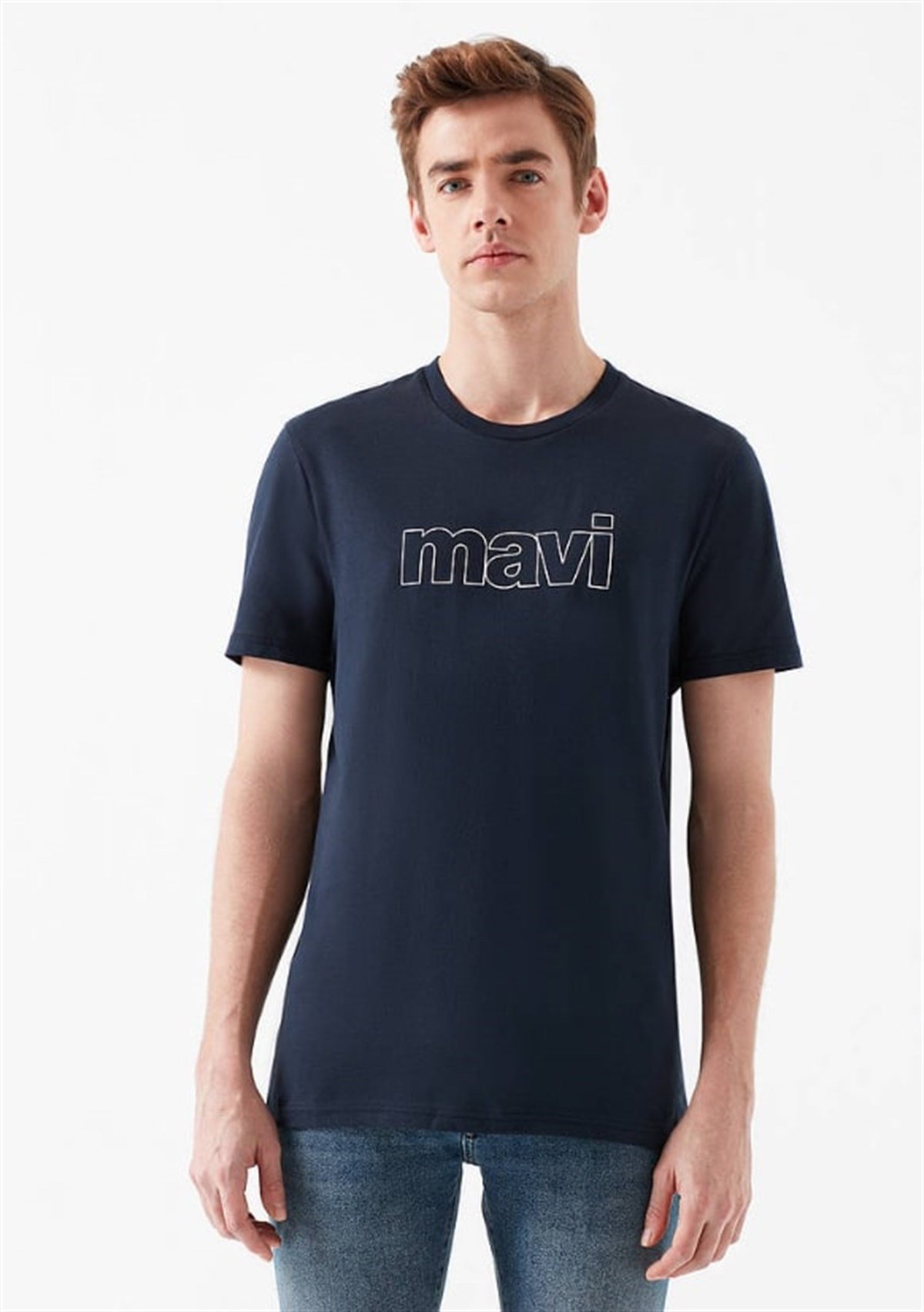 065781-28417Mavi Logolu Gece Lacivert Erkek T-Shirt 065781-28417