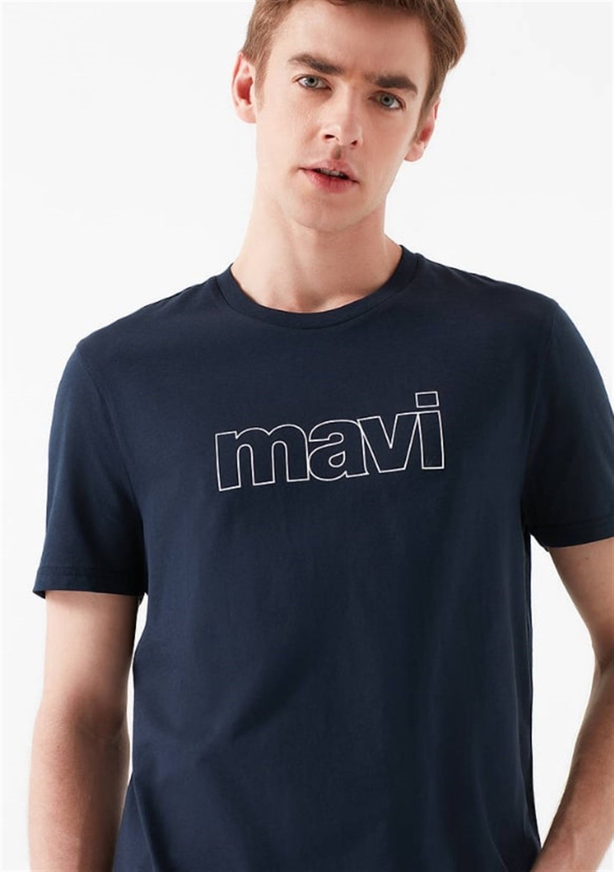 065781-28417Mavi Logolu Gece Lacivert Erkek T-Shirt 065781-28417