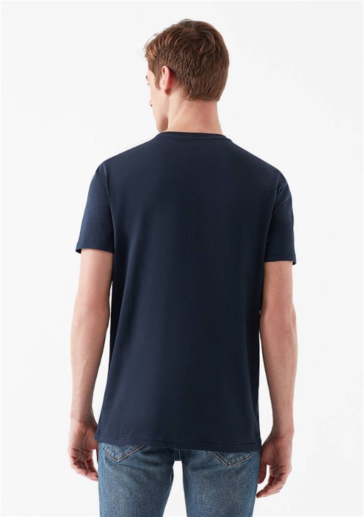065781-28417Mavi Logolu Gece Lacivert Erkek T-Shirt 065781-28417