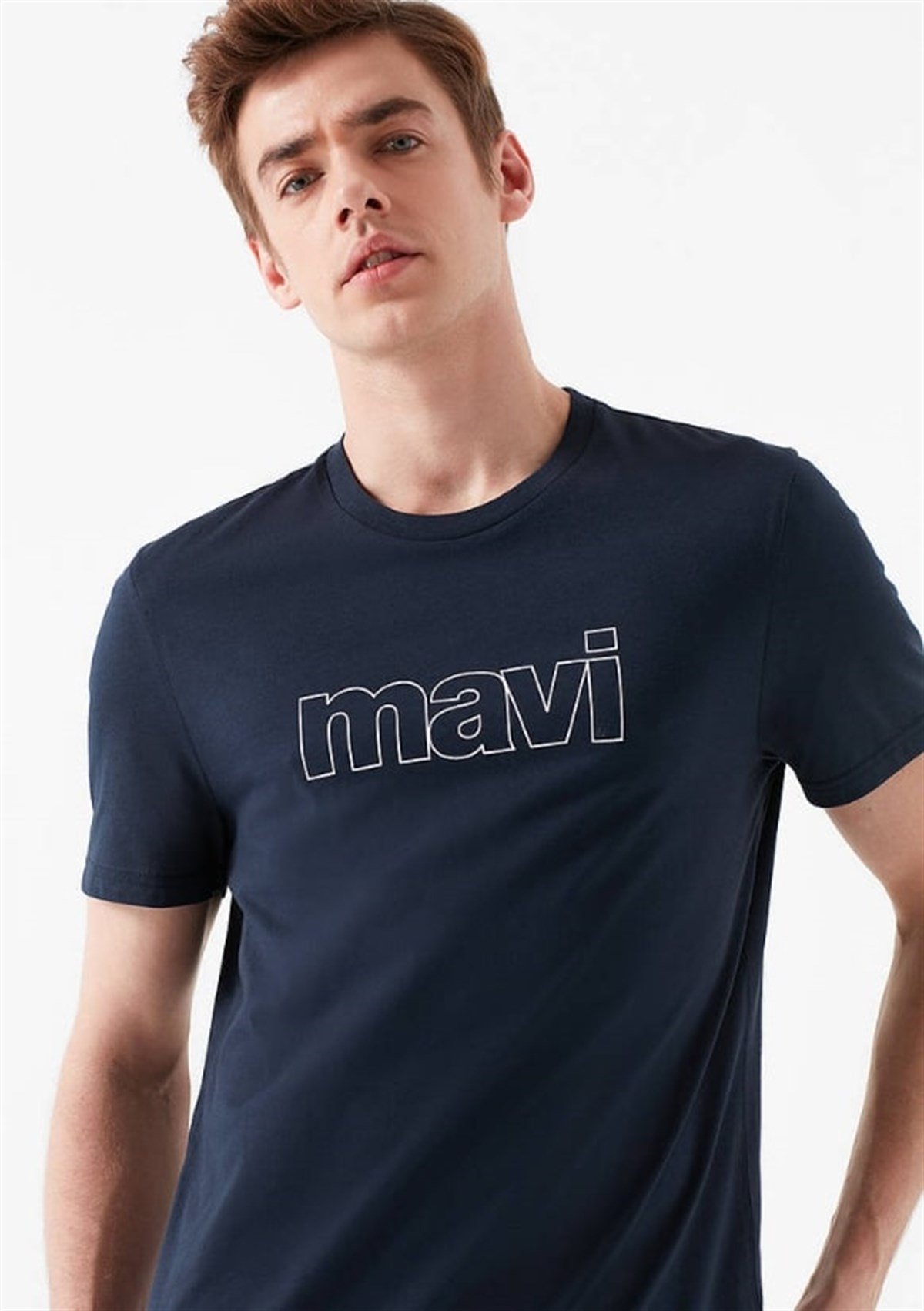 065781-28417Mavi Logolu Gece Lacivert Erkek T-Shirt 065781-28417