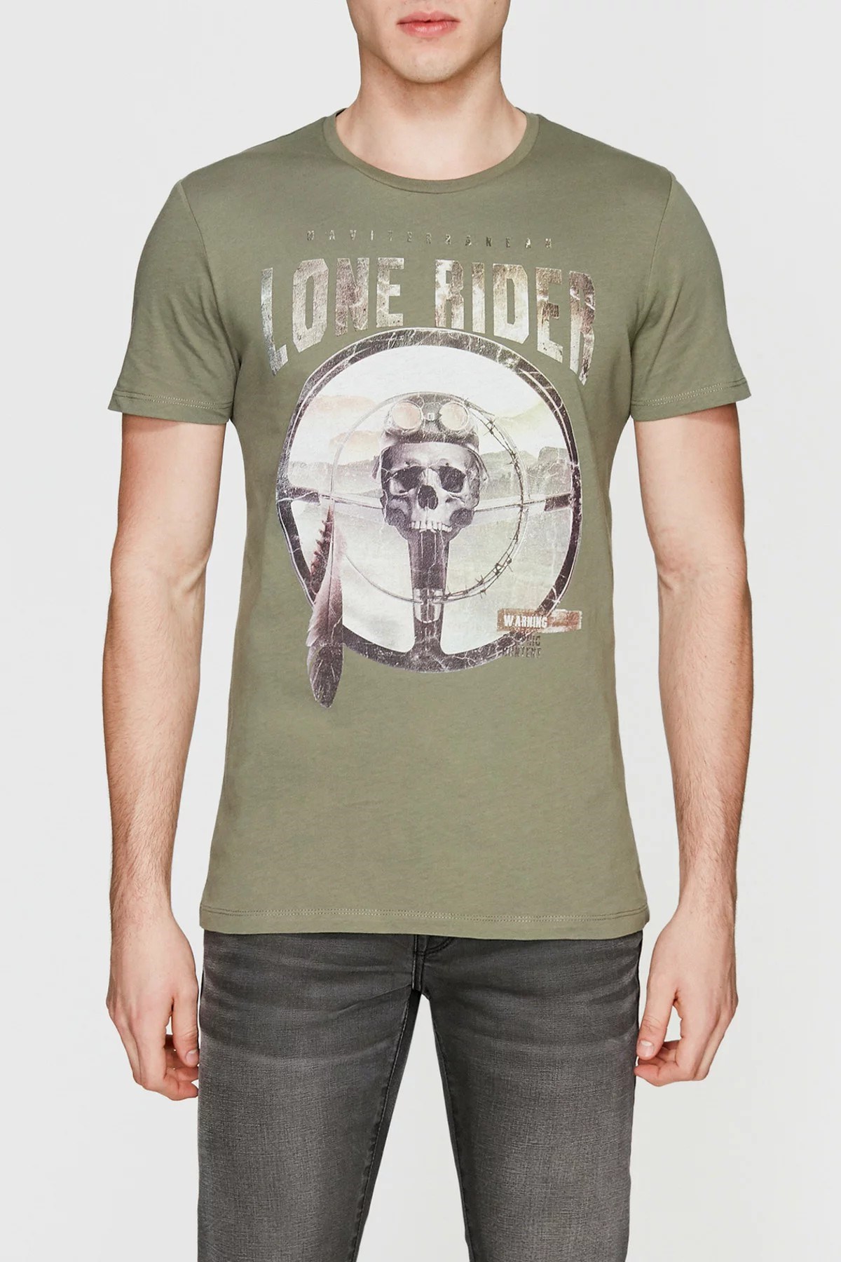 064610-25694Mavi Lone Rider Graphic Tee Dusty Olive