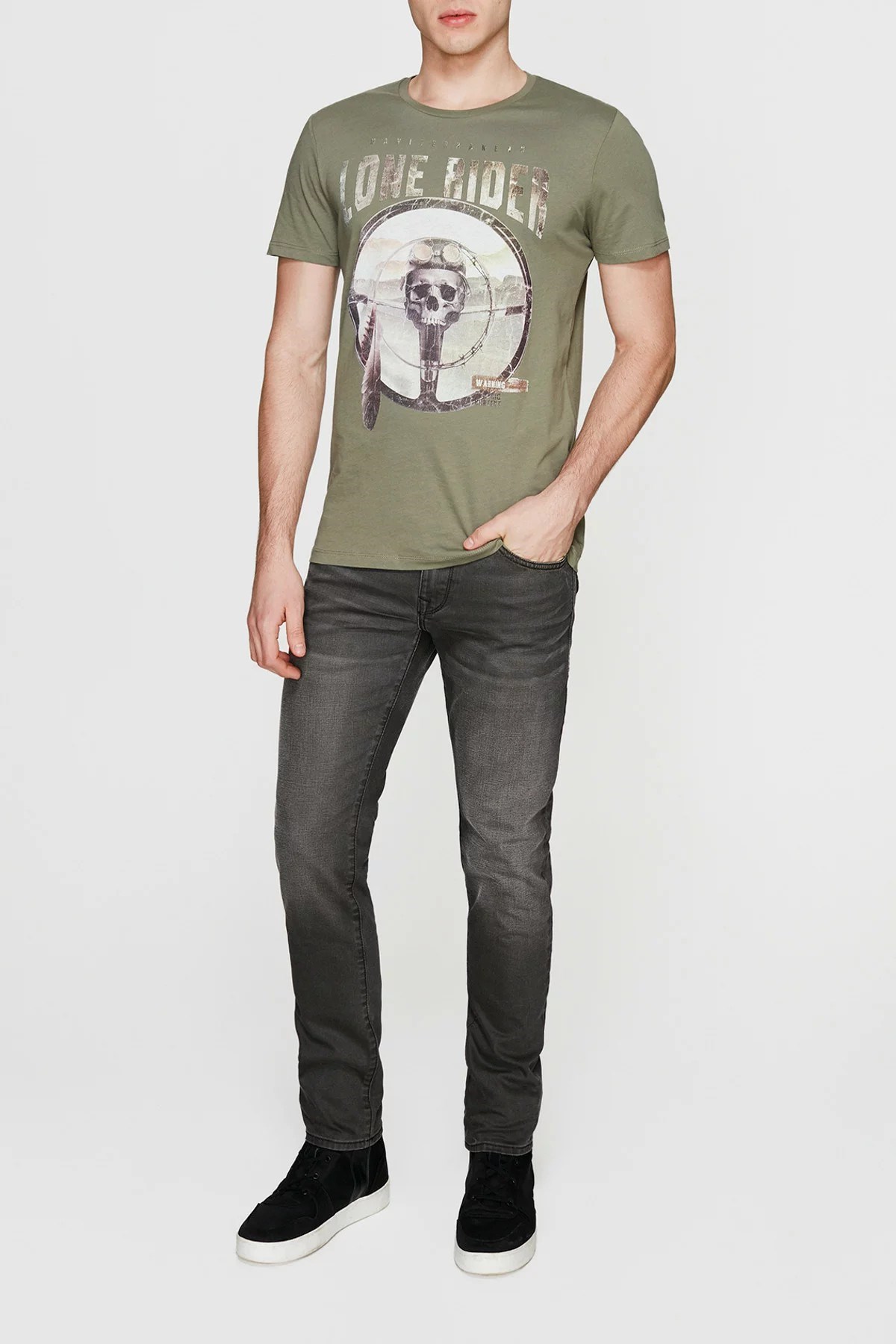 064610-25694Mavi Lone Rider Graphic Tee Dusty Olive