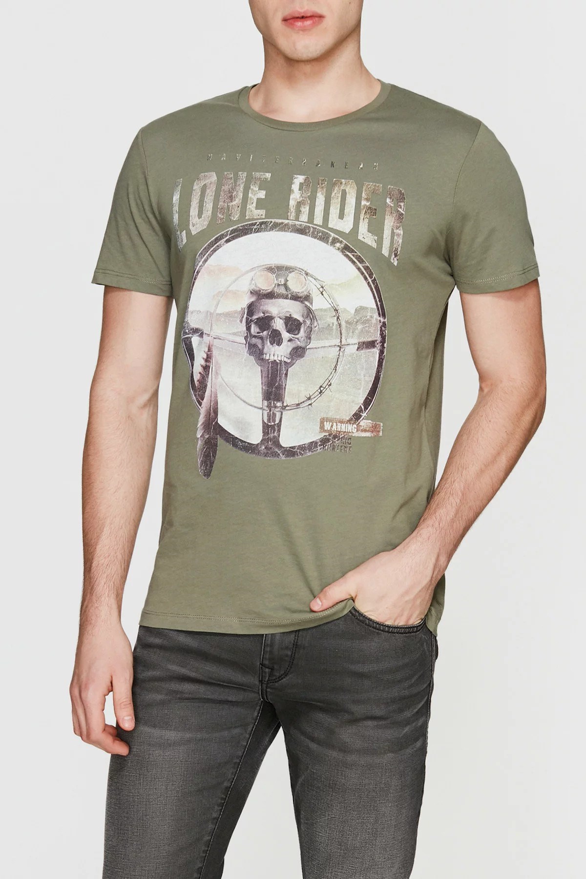 064610-25694Mavi Lone Rider Graphic Tee Dusty Olive