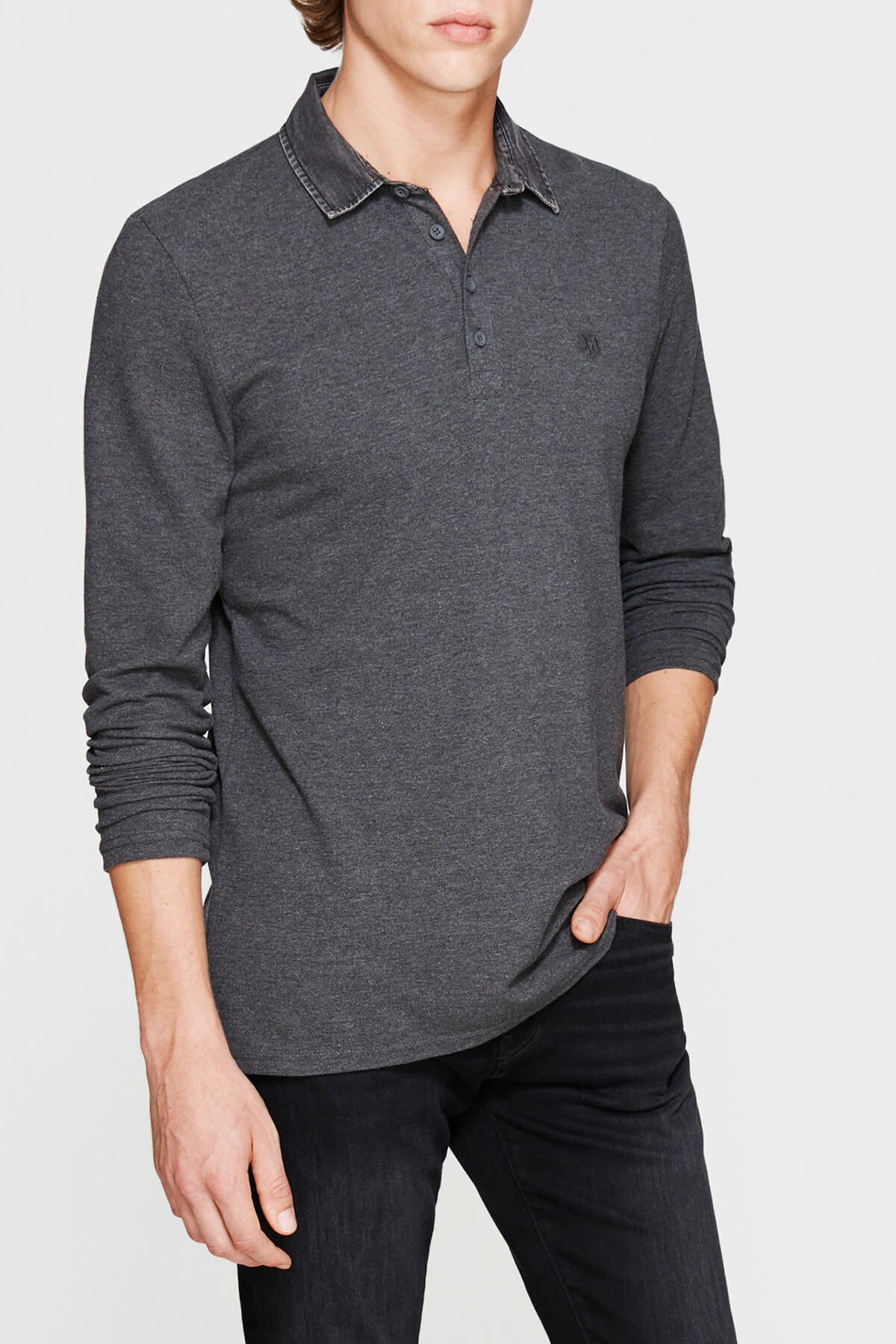 065129-26833NEBIMV3NEBIMV3|065129-26833|R000MAVİ LONG SLEEVE POLO dark grey melange-STD
