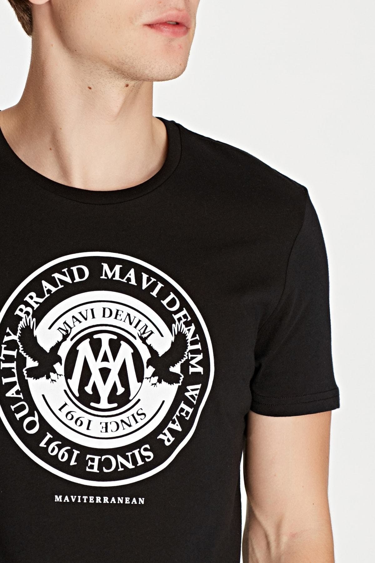 065168-900NEBIMV3NEBIMV3|065168-900|R000MAVİ MAVİ BASKILI TİŞÖRT siyah ERKEK T-SHIRT 065168-900-STD