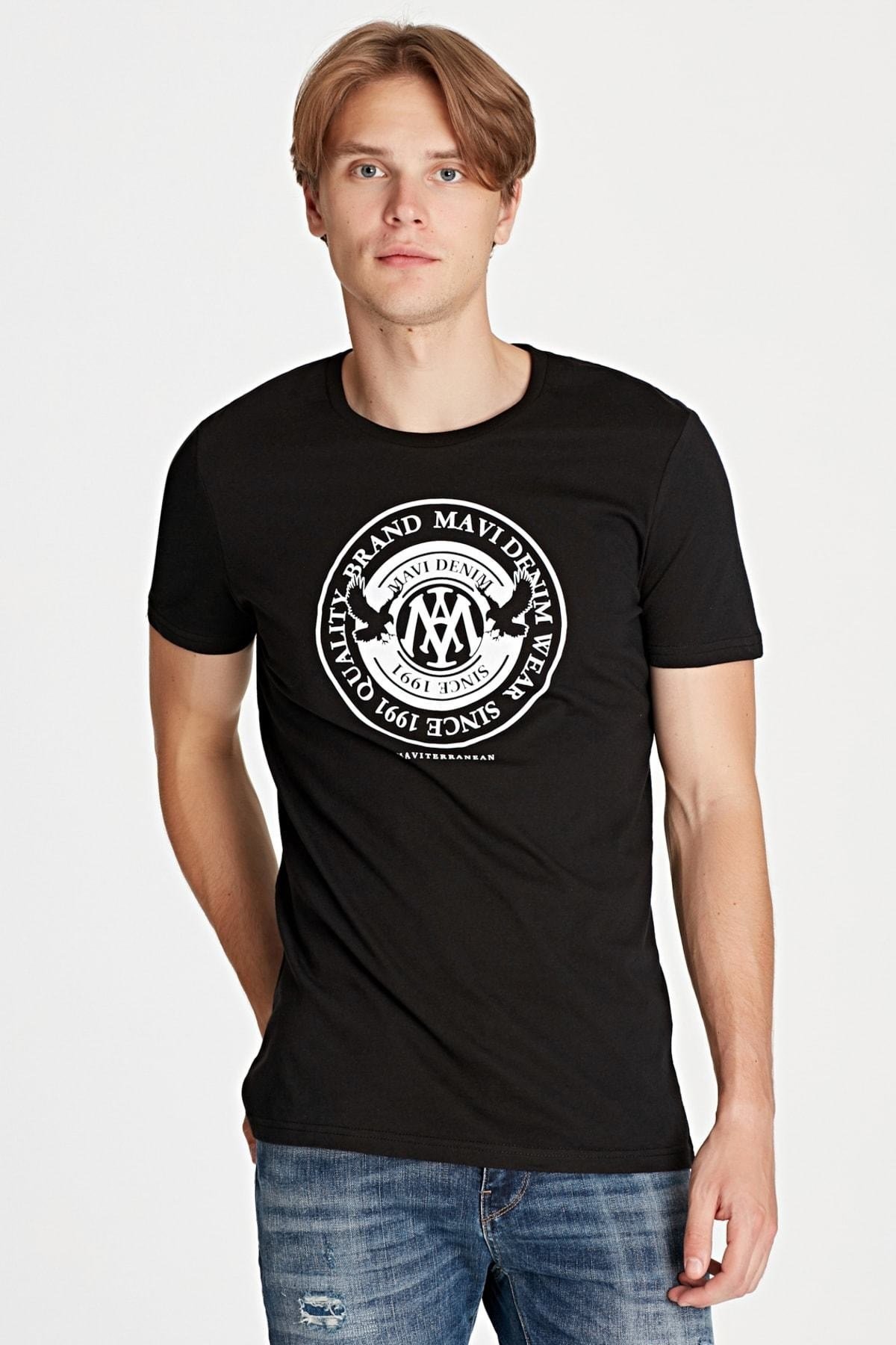 065168-900NEBIMV3NEBIMV3|065168-900|R000MAVİ MAVİ BASKILI TİŞÖRT siyah ERKEK T-SHIRT 065168-900-STD