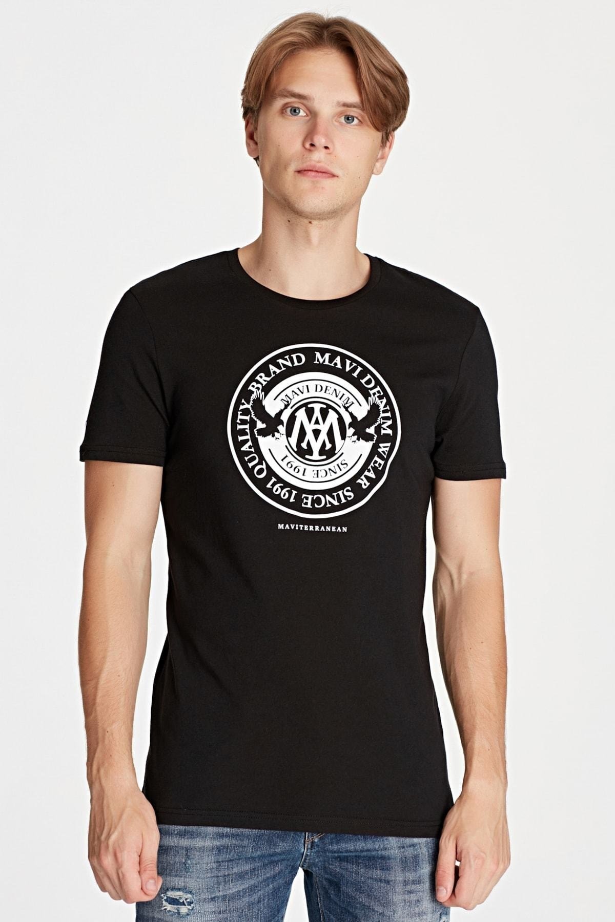 065168-900NEBIMV3NEBIMV3|065168-900|R000MAVİ MAVİ BASKILI TİŞÖRT siyah ERKEK T-SHIRT 065168-900-STD