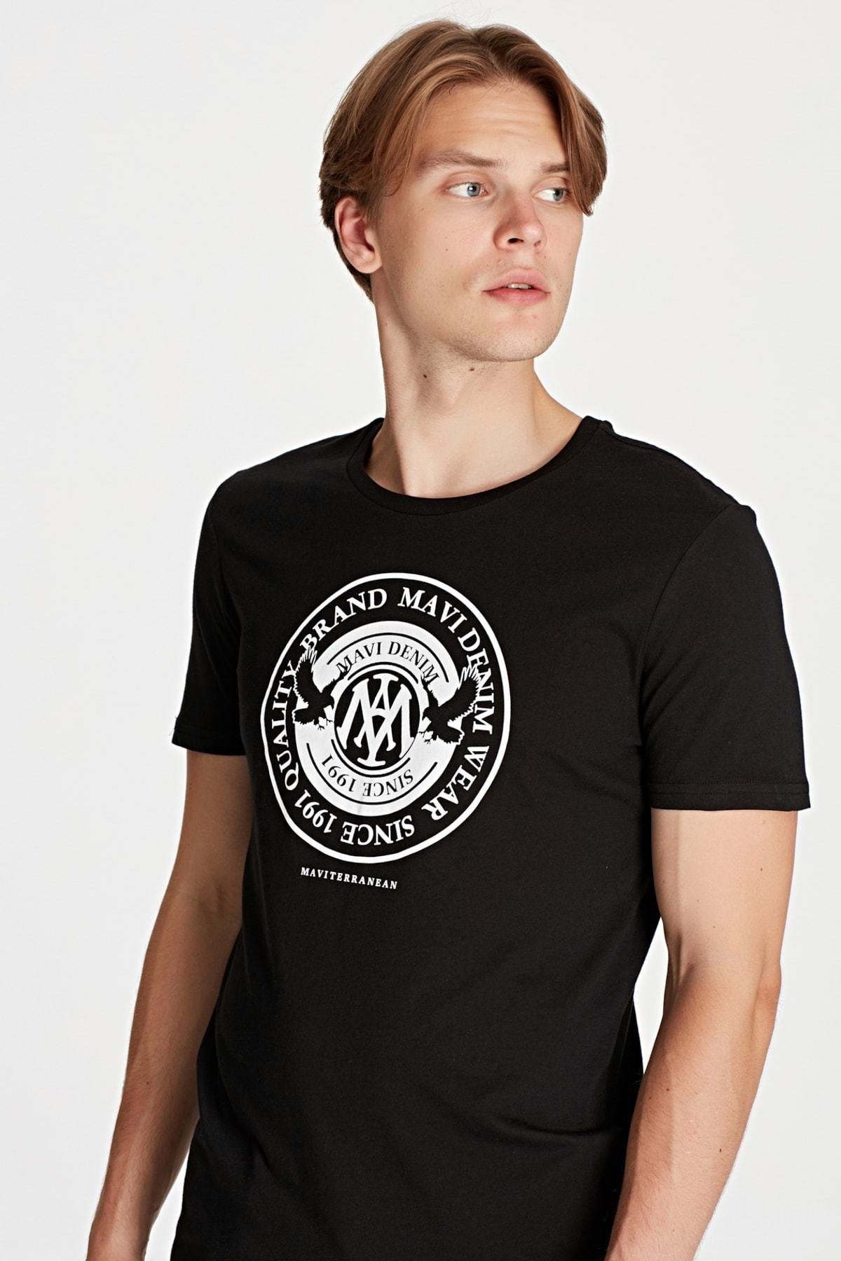 065168-900NEBIMV3NEBIMV3|065168-900|R000MAVİ MAVİ BASKILI TİŞÖRT siyah ERKEK T-SHIRT 065168-900-STD
