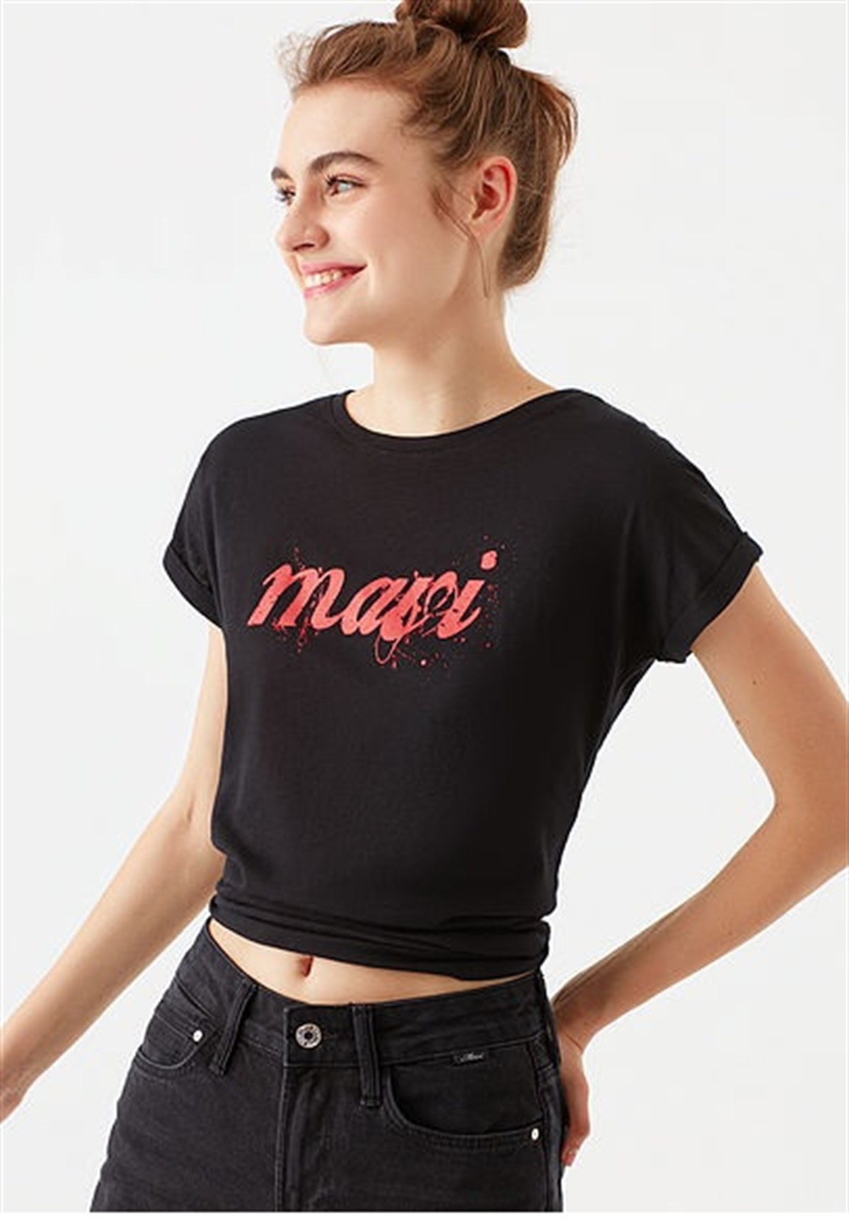 166422-900Mavi Mavi İstanbul Tee Siyah Kadın Tişört