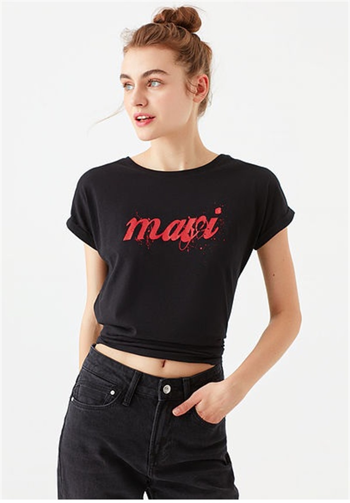 166422-900Mavi Mavi İstanbul Tee Siyah Kadın Tişört